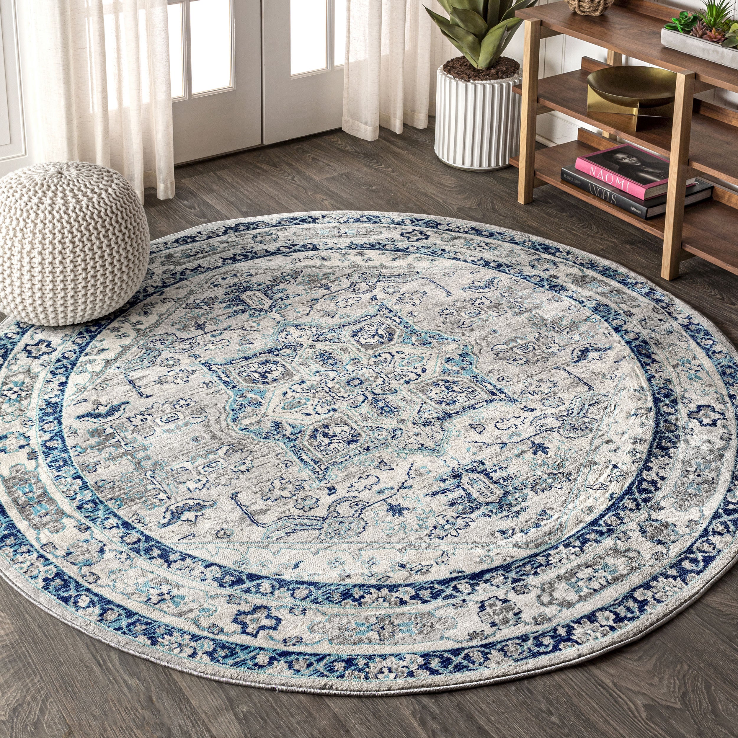 Persian Vintage Medallion Round Area Rug