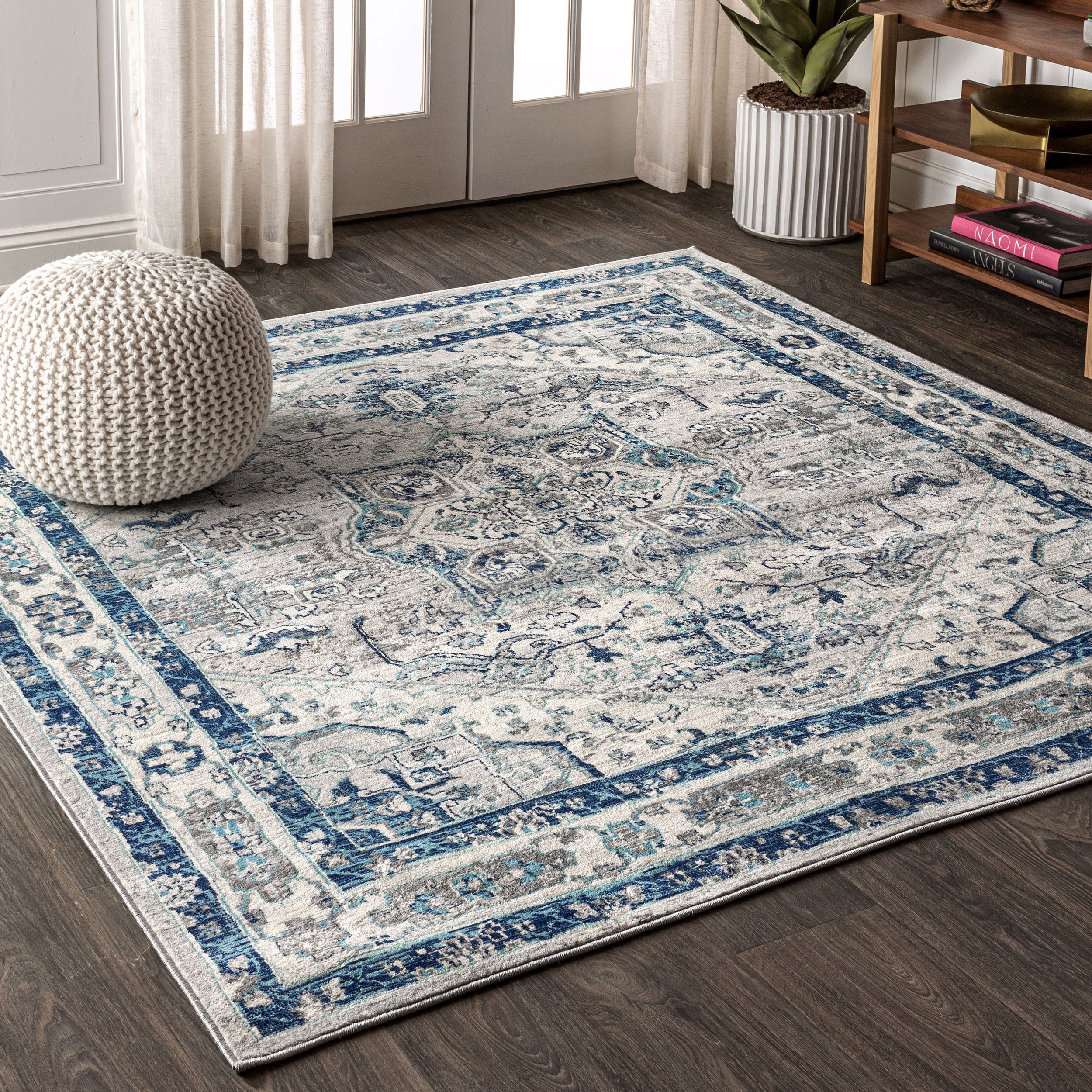 Persian Vintage Medallion Square Area Rug