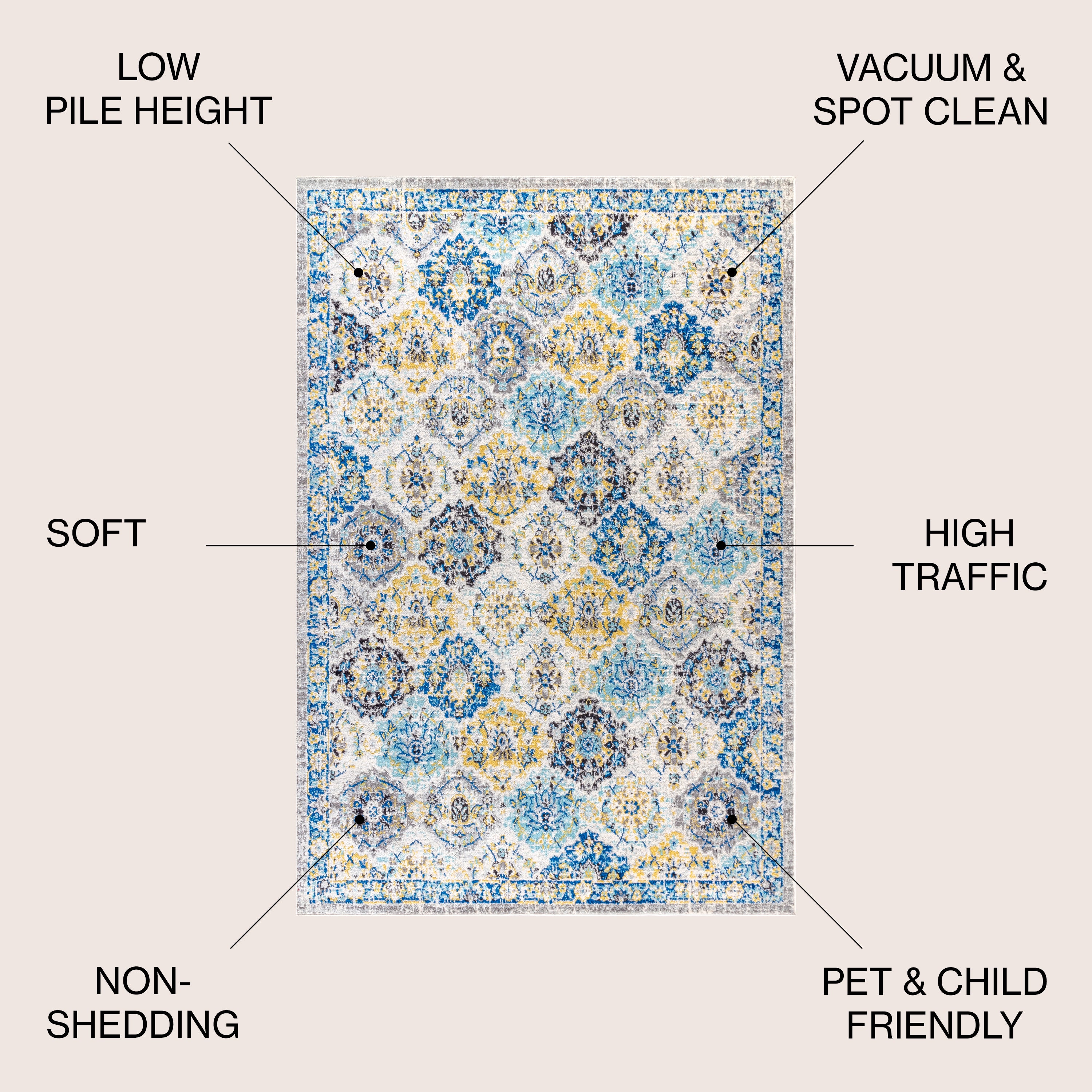 Modern Persian Boho Vintage Trellis Area Rug - Tuesday Morning