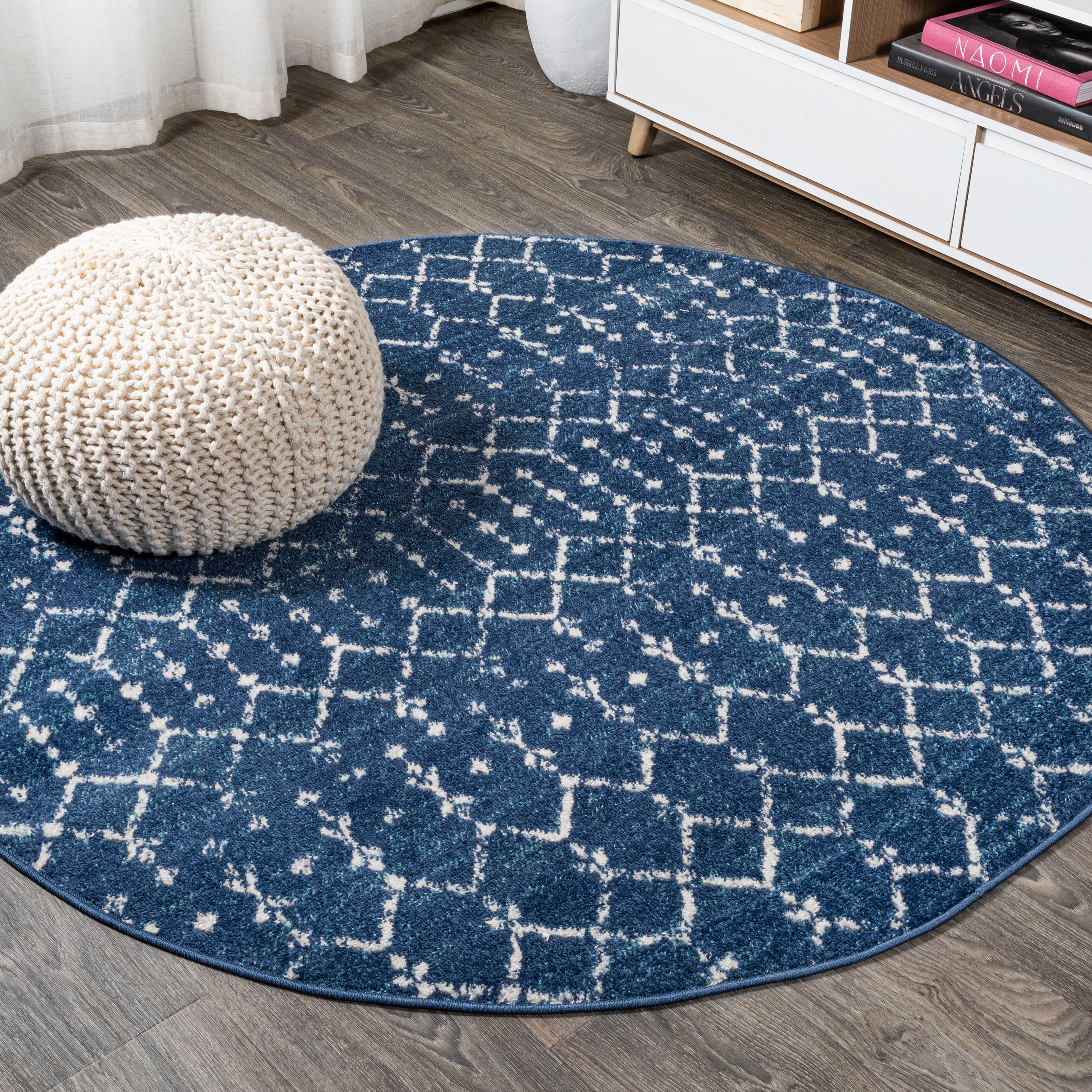 Moroccan HYPE Boho Vintage Diamond Round Area Rug