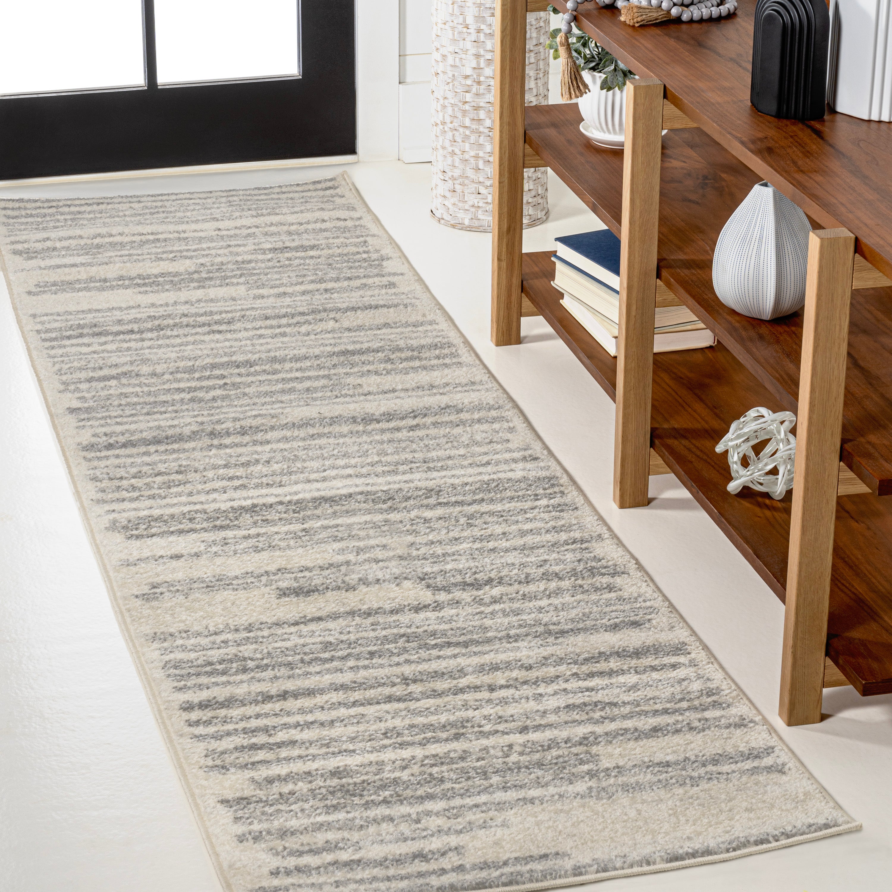 Khalil Modern Berber Stripe Runner Rug