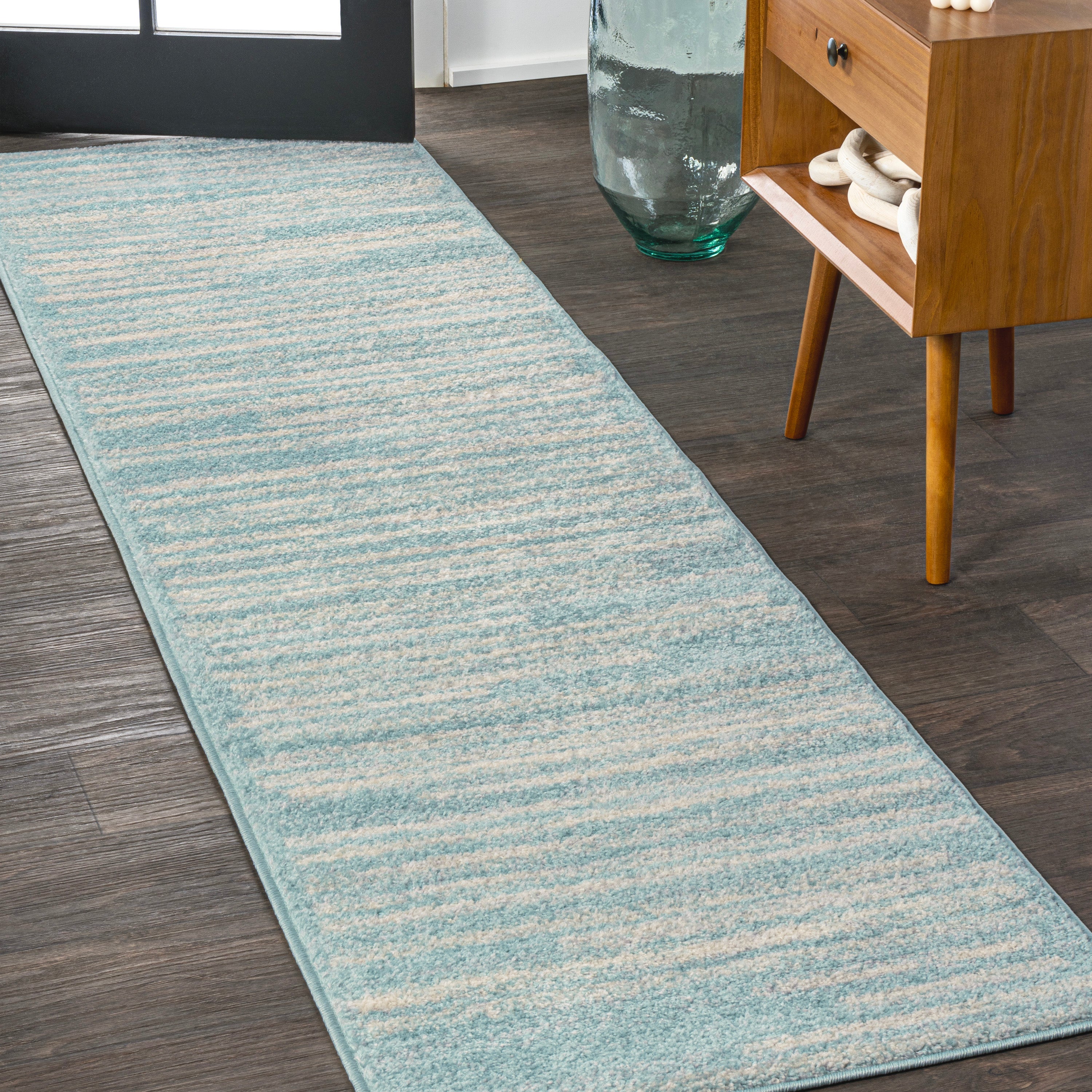 Khalil Modern Berber Stripe Runner Rug