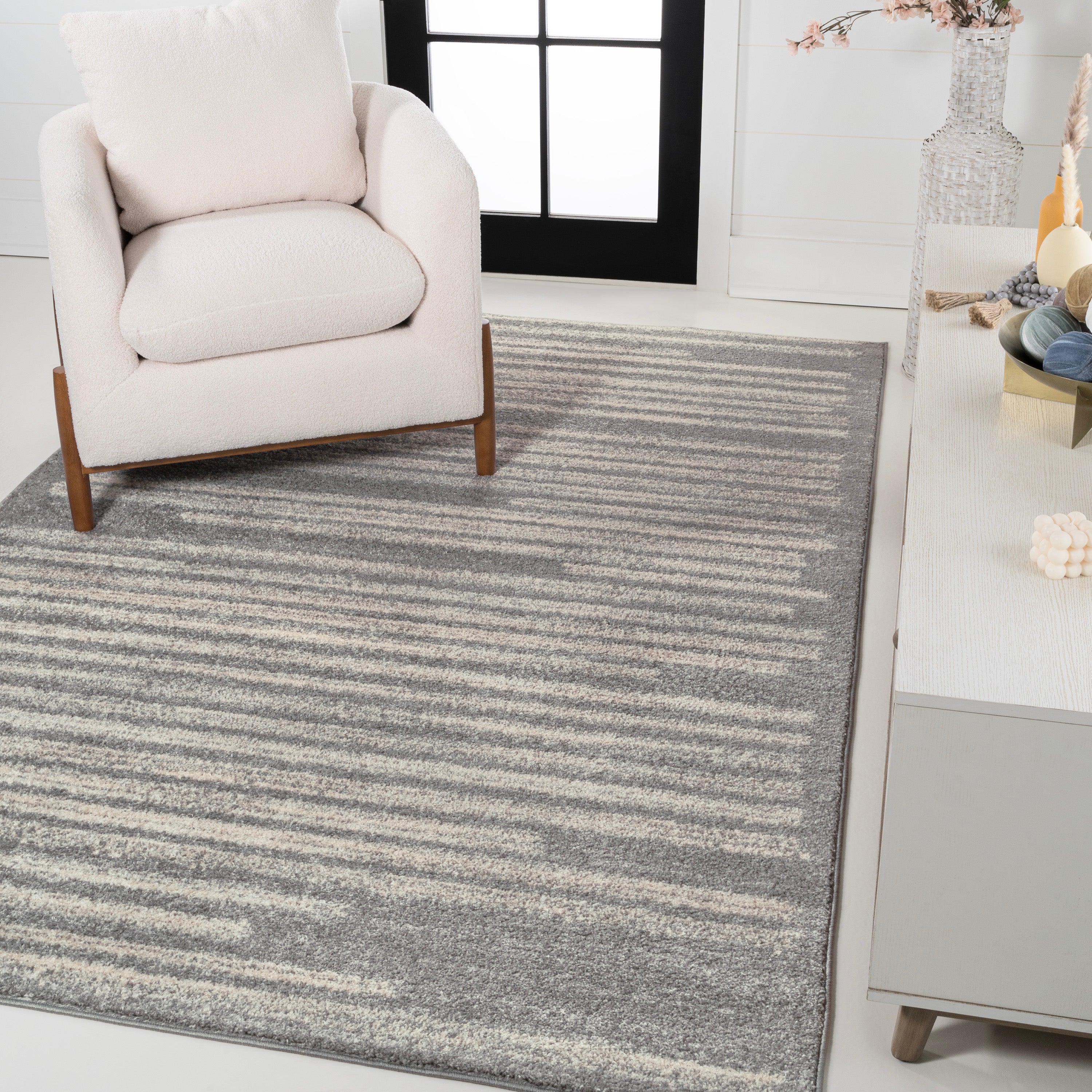 Khalil Modern Berber Stripe Area Rug