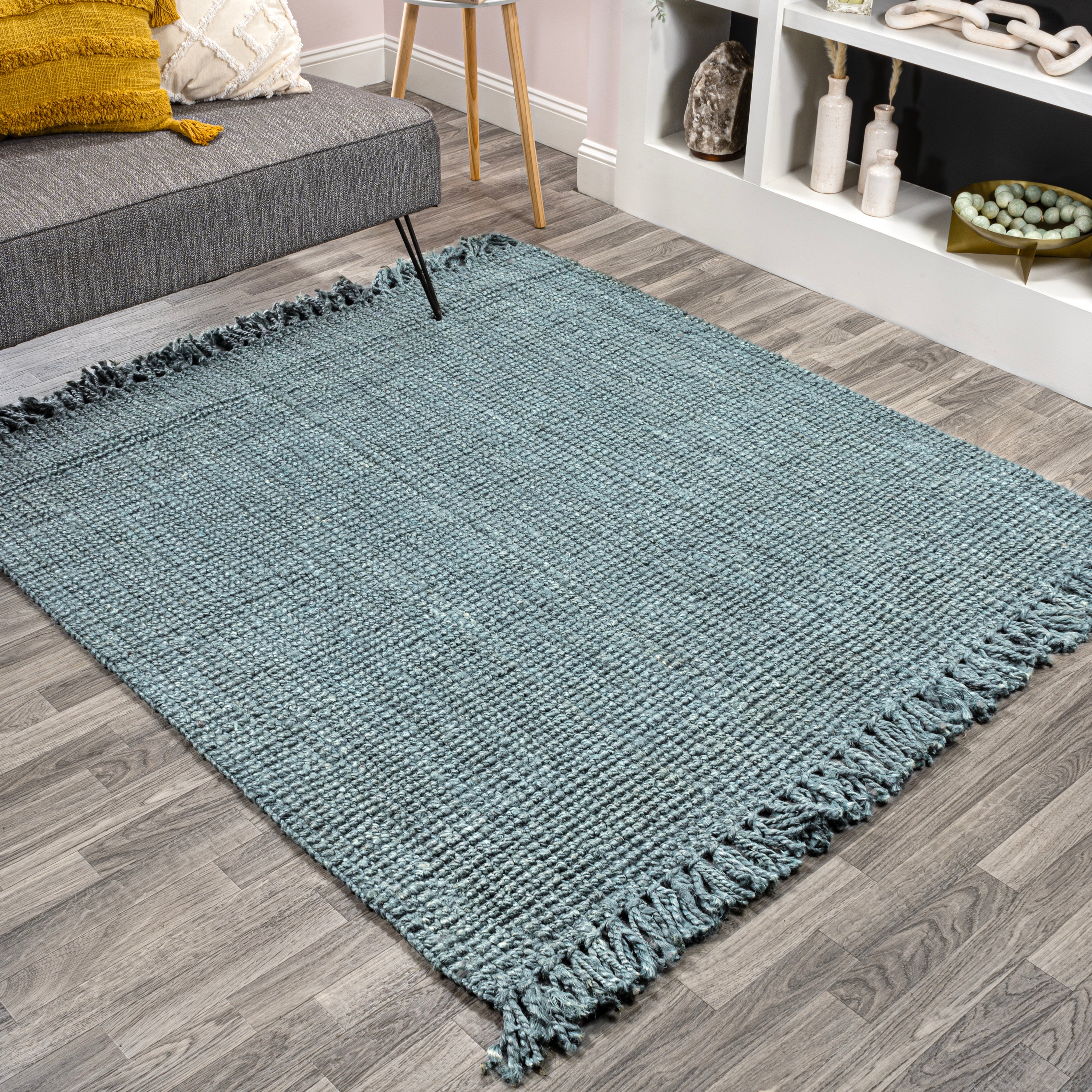 Pata Hand Woven Chunky Jute with Fringe Square Area Rug