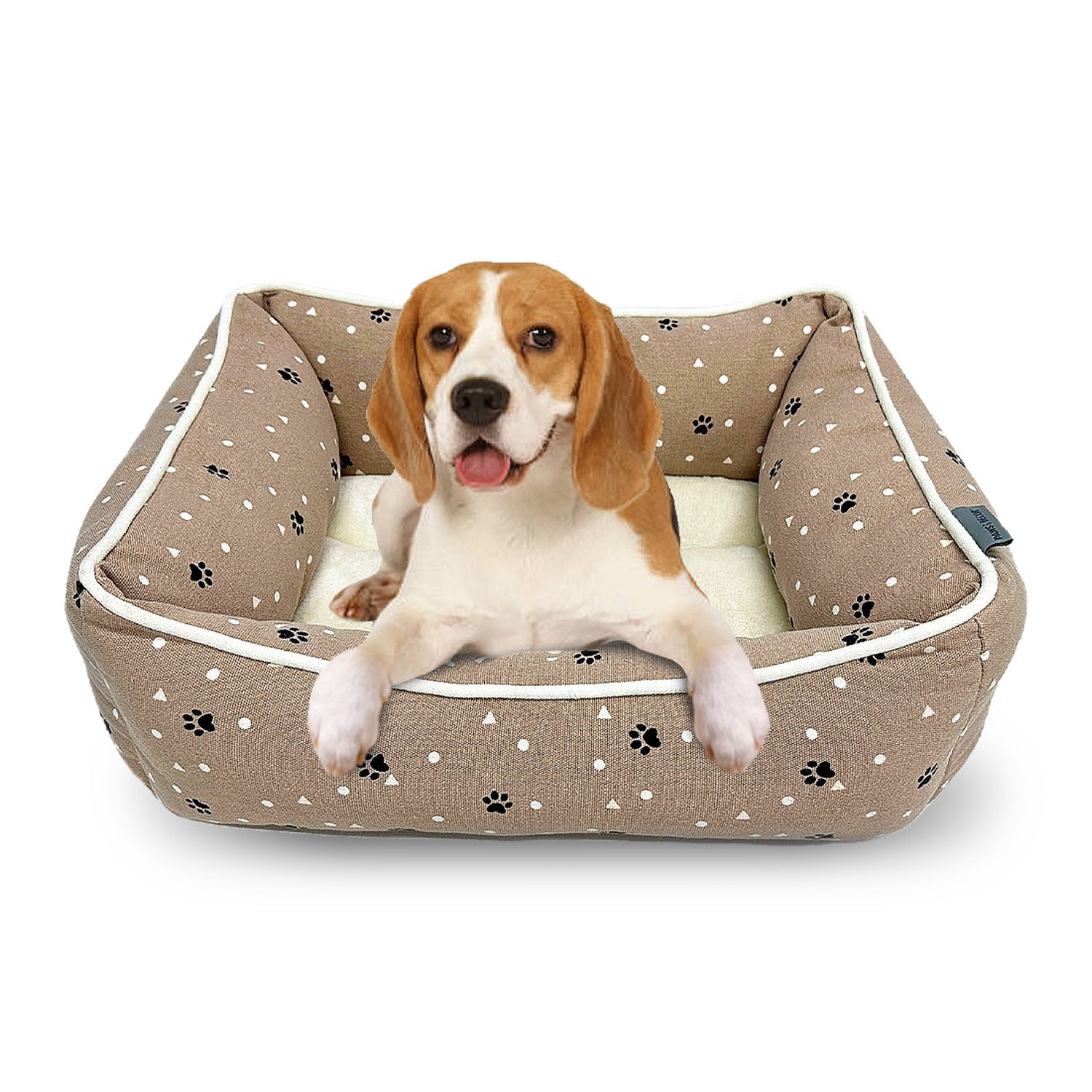 Paws and Décor All Over Paws and Dots Cuddler Pet Bed, Ultra-Plush Printed Pet Bed