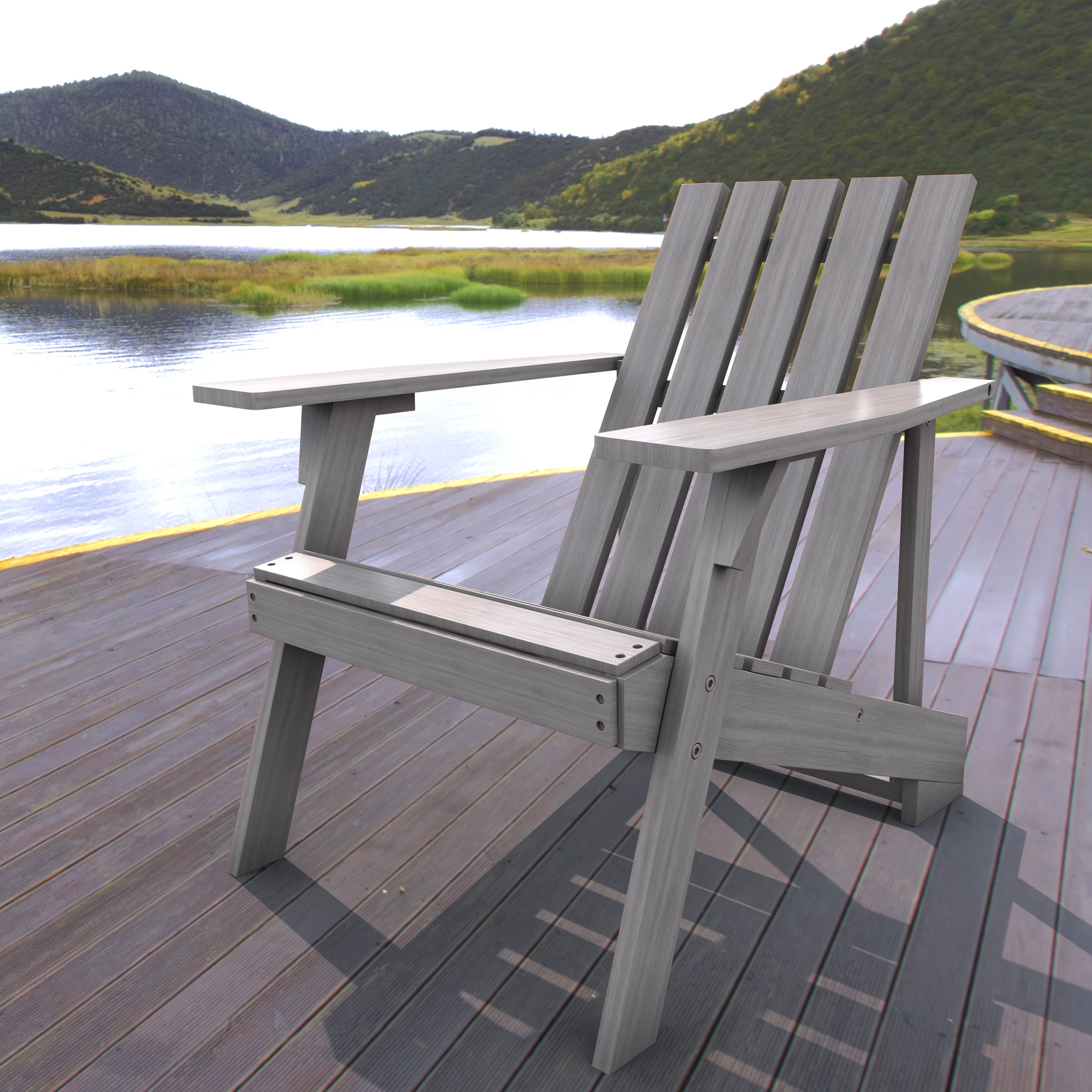 Irving Outdoor Patio Modern Acacia Wood Adirondack Chair