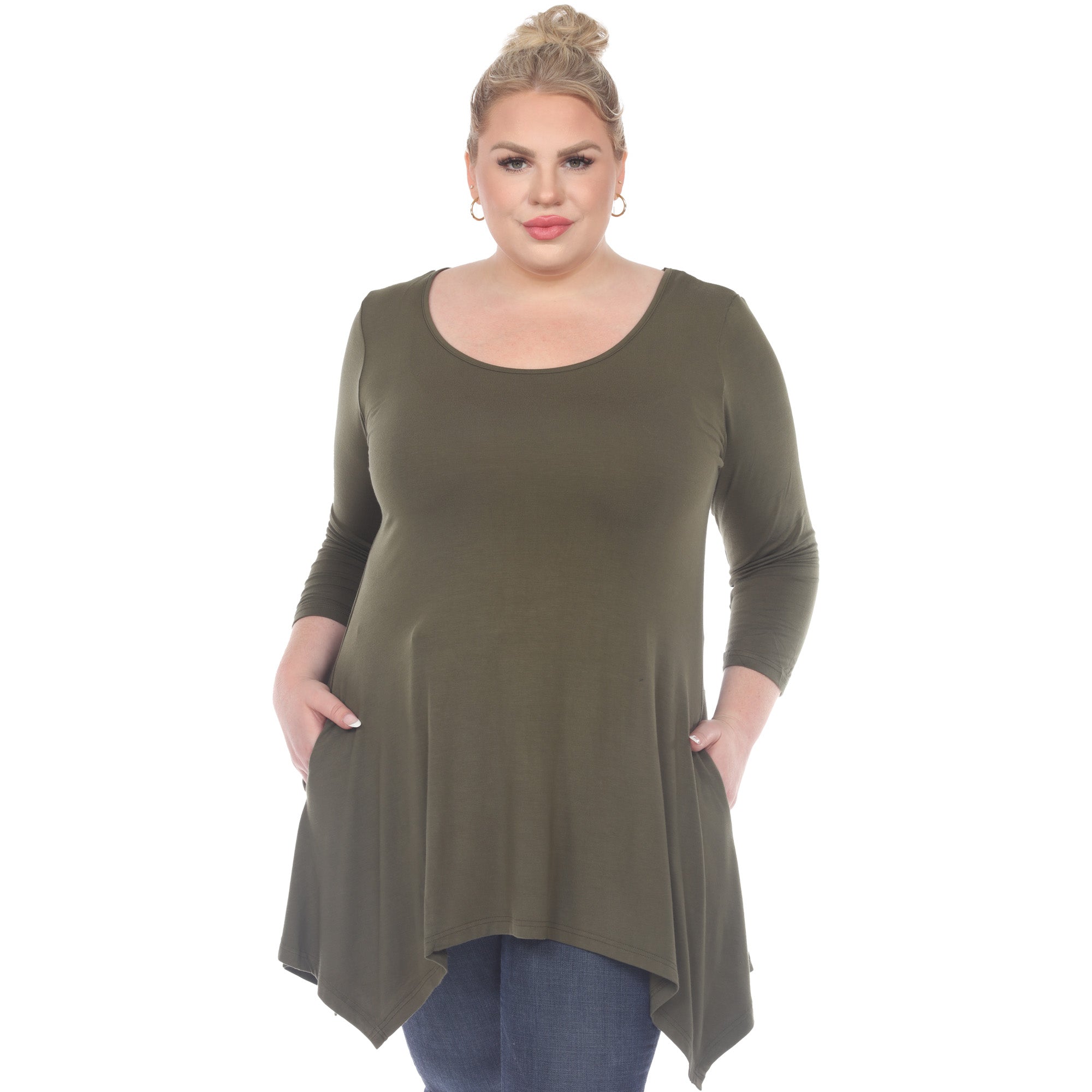 White Mark Women's Makayla Tunic Top - Plus (12 Colors Available)