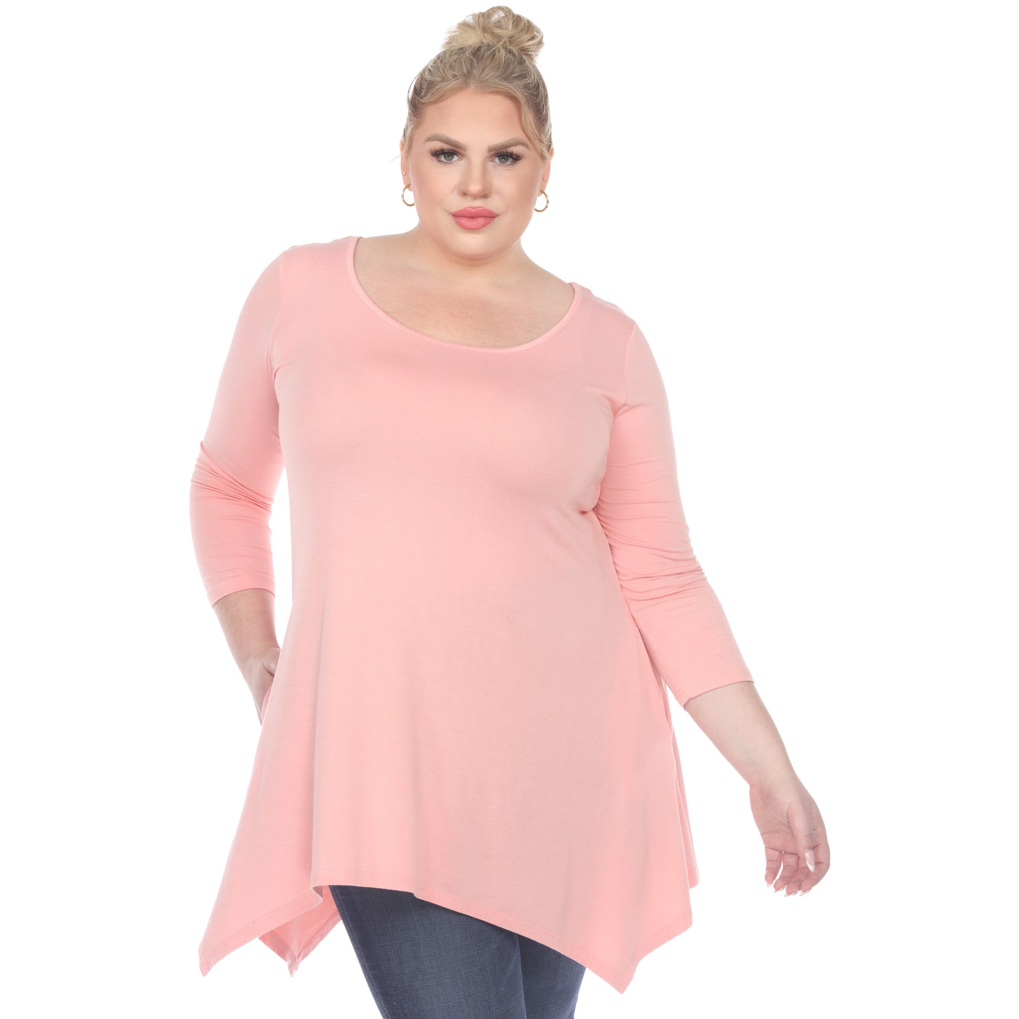 White Mark Women's Makayla Tunic Top - Plus (12 Colors Available)