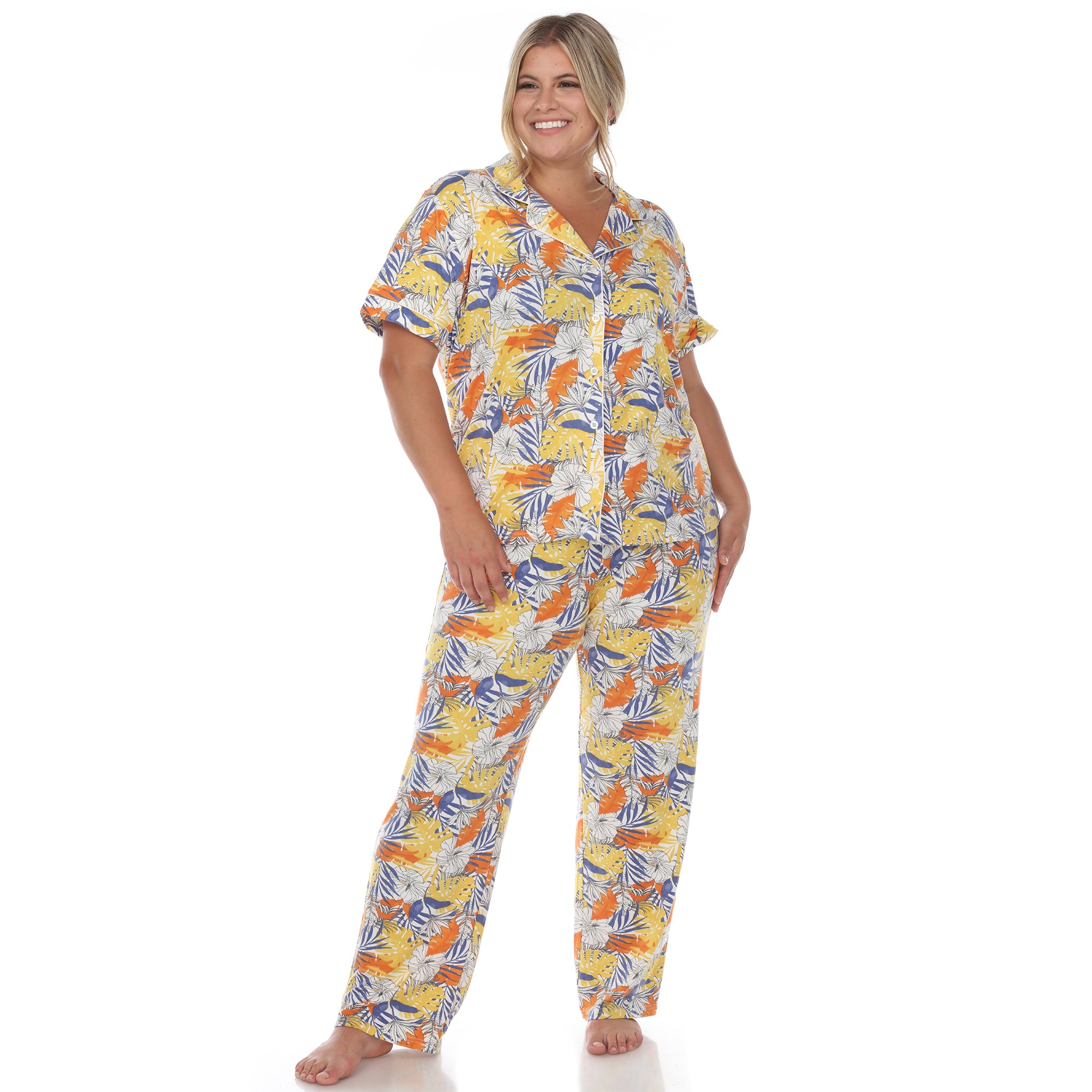 Tropical Print Pajama Set - Plus