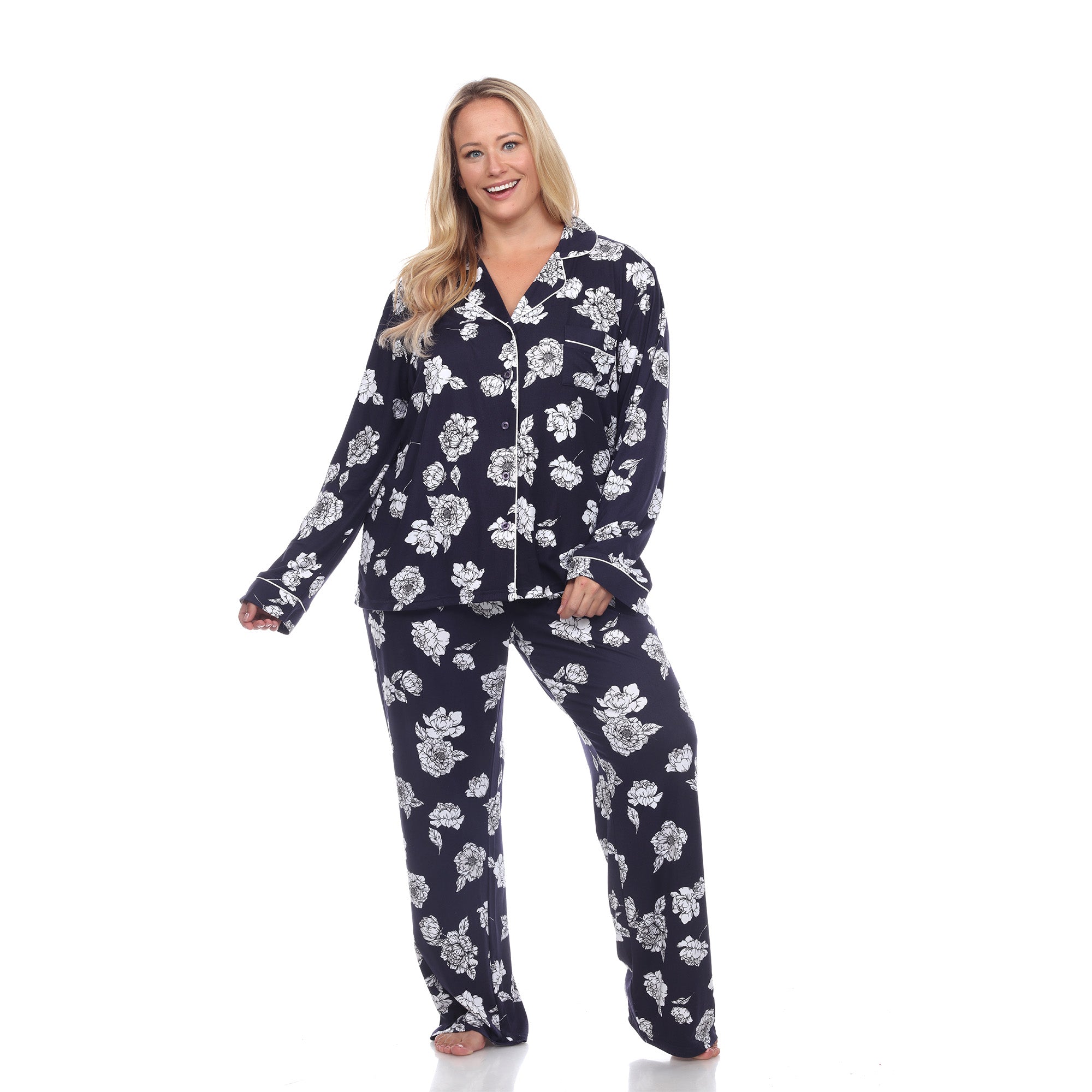 Long Sleeve Floral Pajama Set - Plus