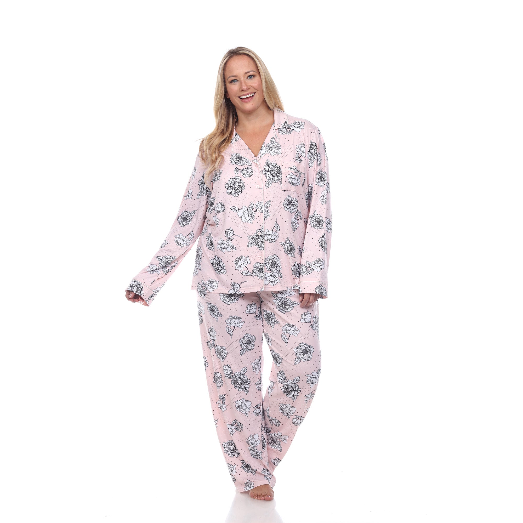 Long Sleeve Floral Pajama Set - Plus