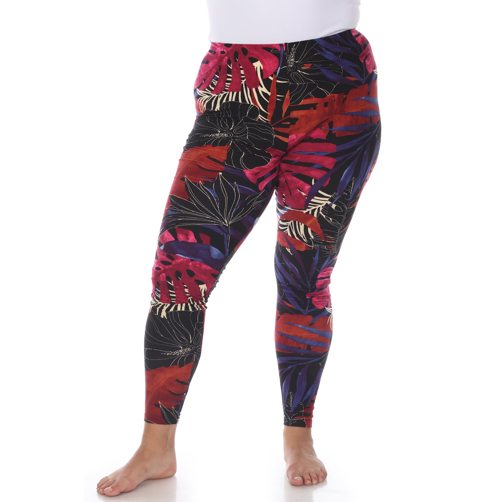 Soft Tropical Printed Leggings-Plus (4 Color Variations)