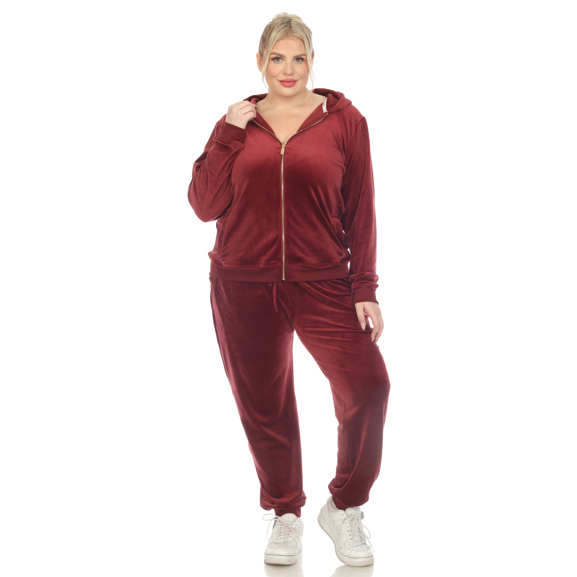 2 Piece Velour Tracksuit Set - Plus