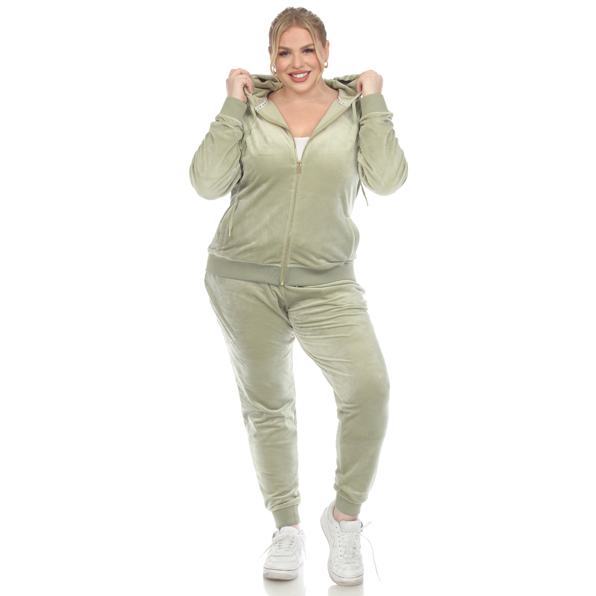 2 Piece Velour Tracksuit Set - Plus