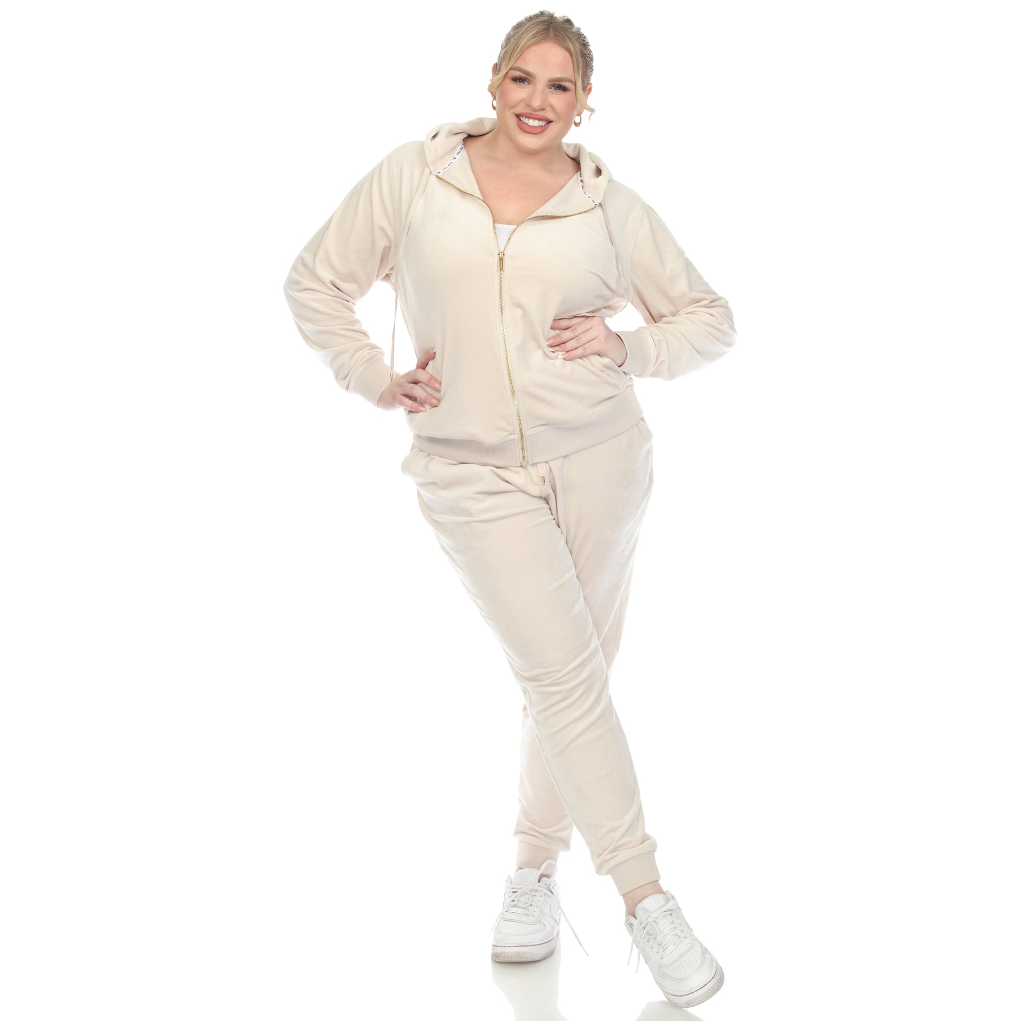 2 Piece Velour Tracksuit Set - Plus