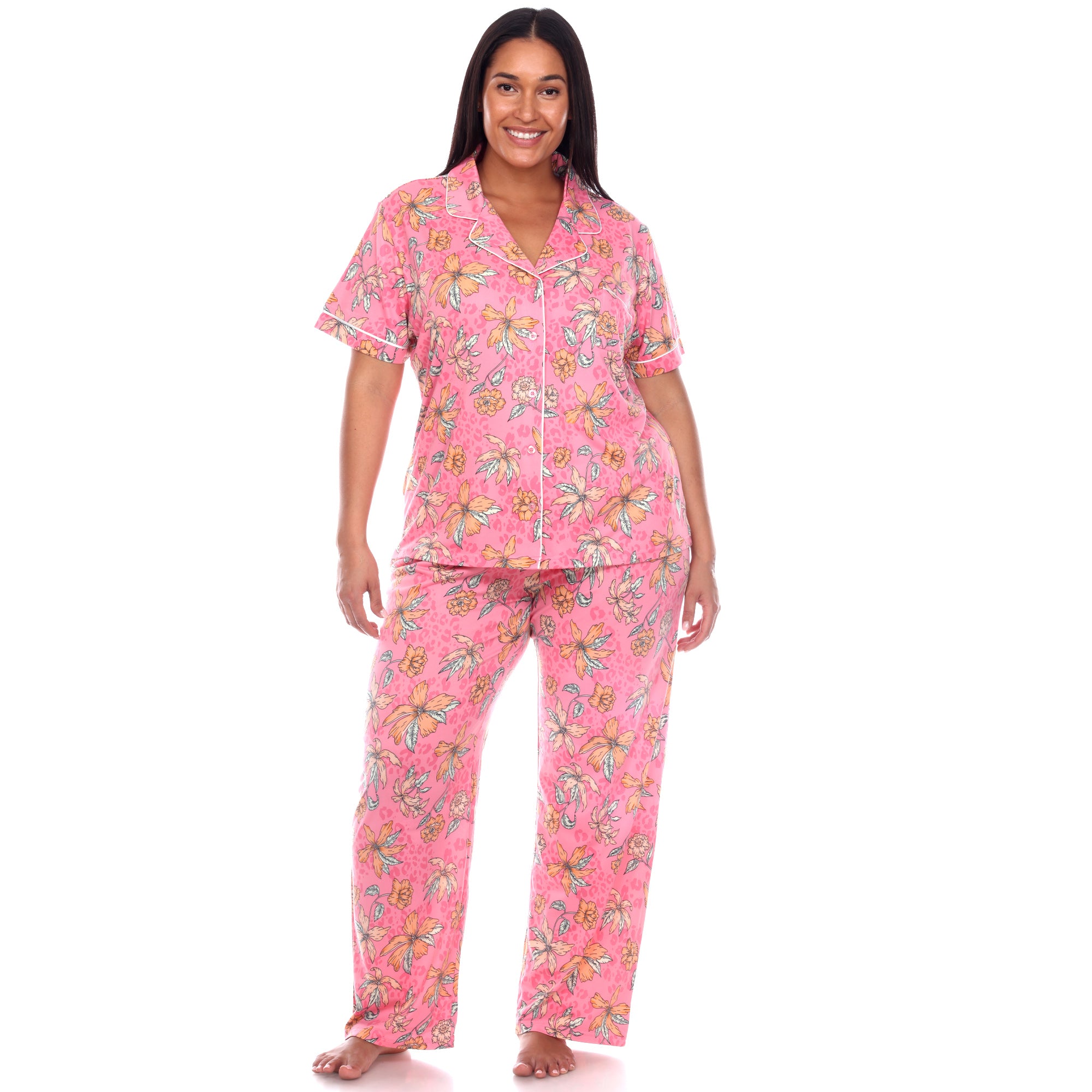 Short Sleeve & Pants Tropical Pajama Set - Plus