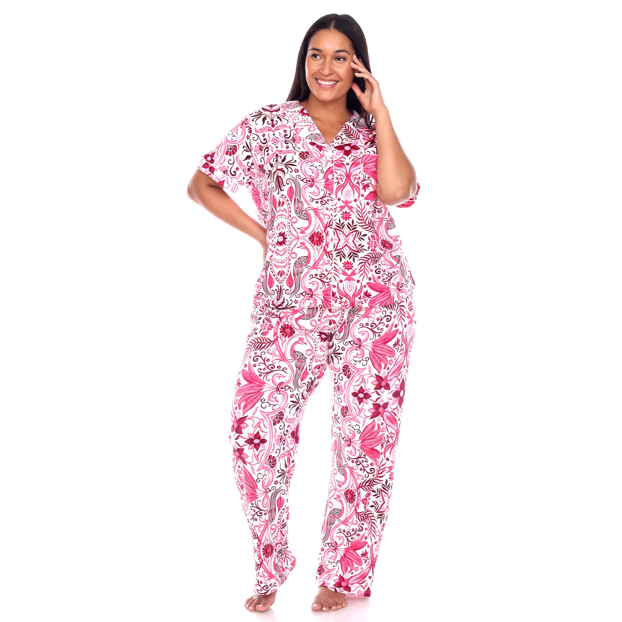 Short Sleeve & Pants Tropical Pajama Set - Plus