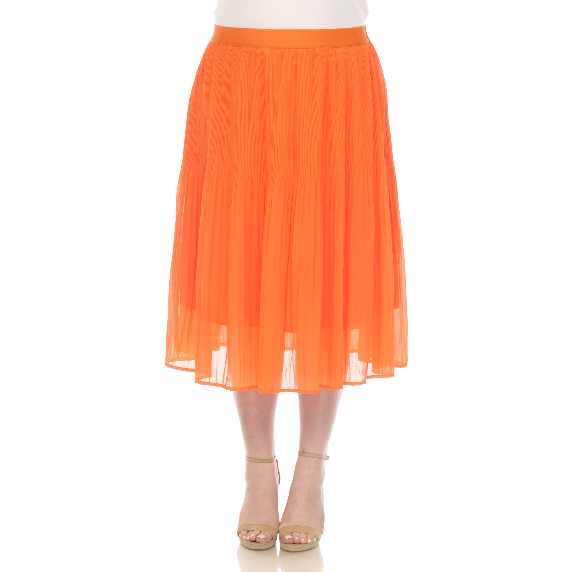 Pleated Chiffon Midi Skirt - Plus