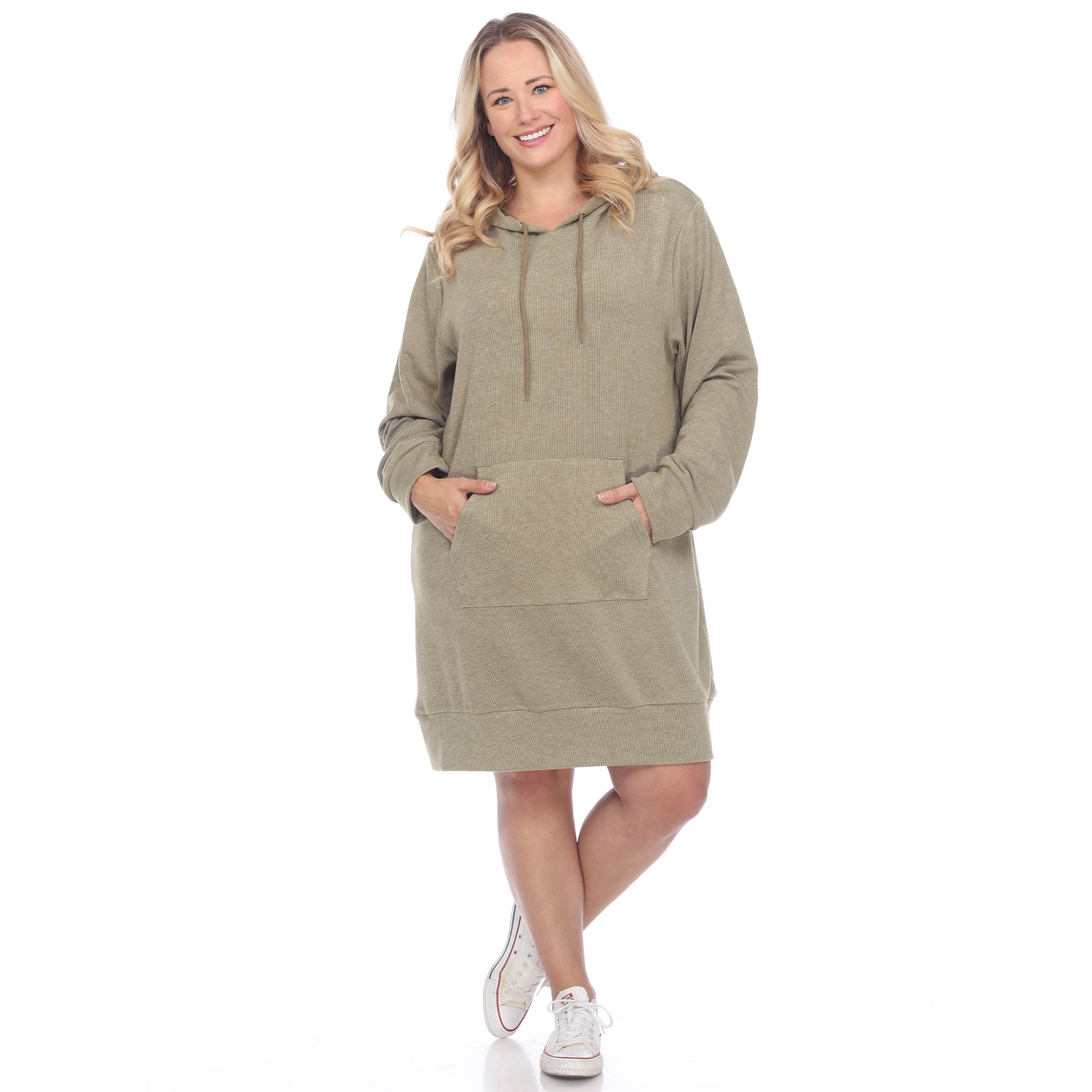 Hoodie Sweatshirt Dress - Plus (7 colors Available)