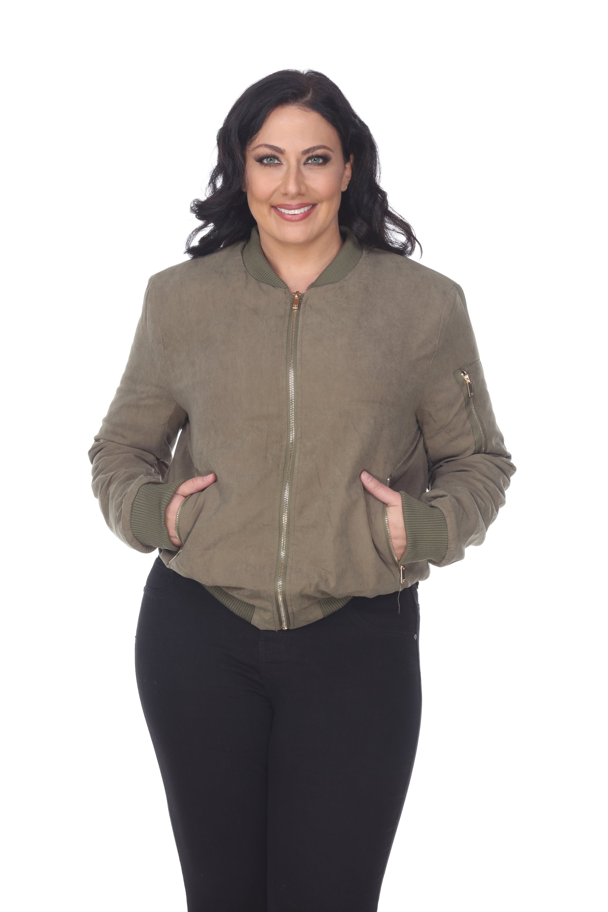 White Mark Women's Bomber Jacket - Plus