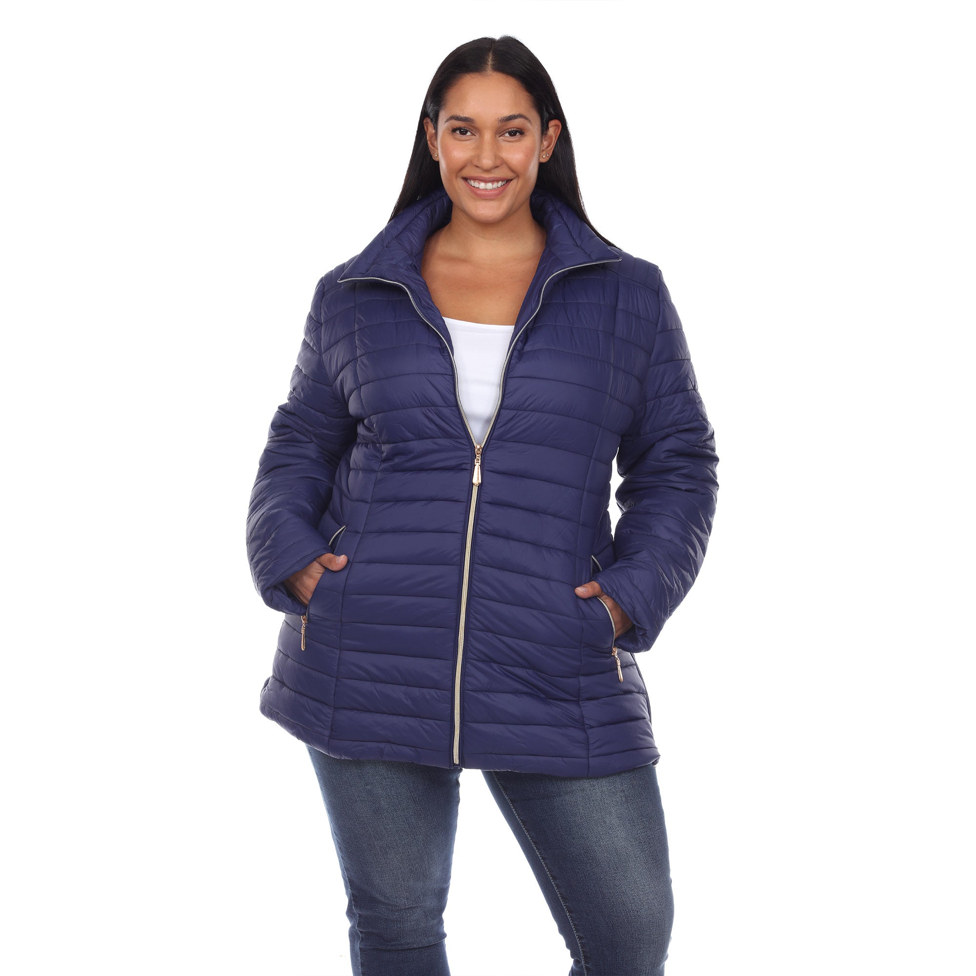 White Mark Women's Puffer Coat - Plus