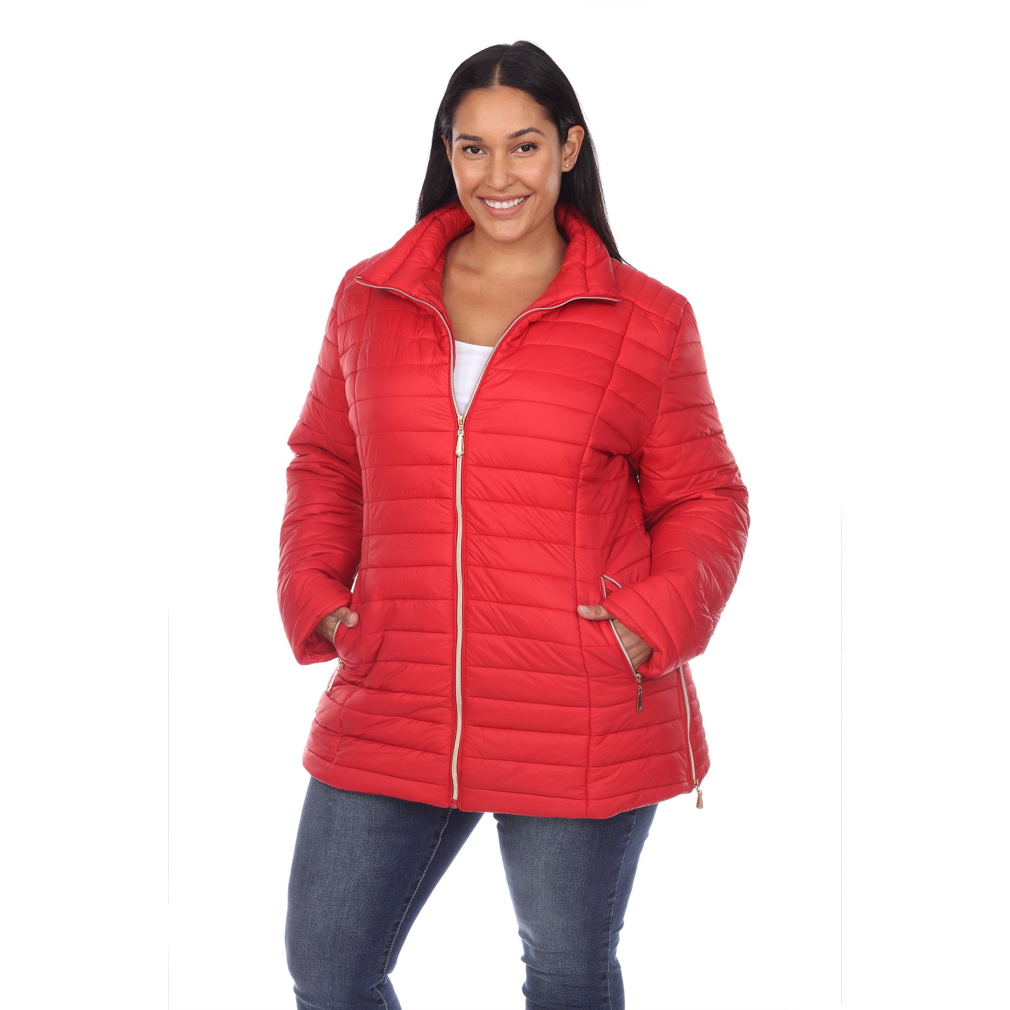 White Mark Women's Puffer Coat - Plus