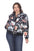 White Mark Women's Floral Bomber Jacket - Plus