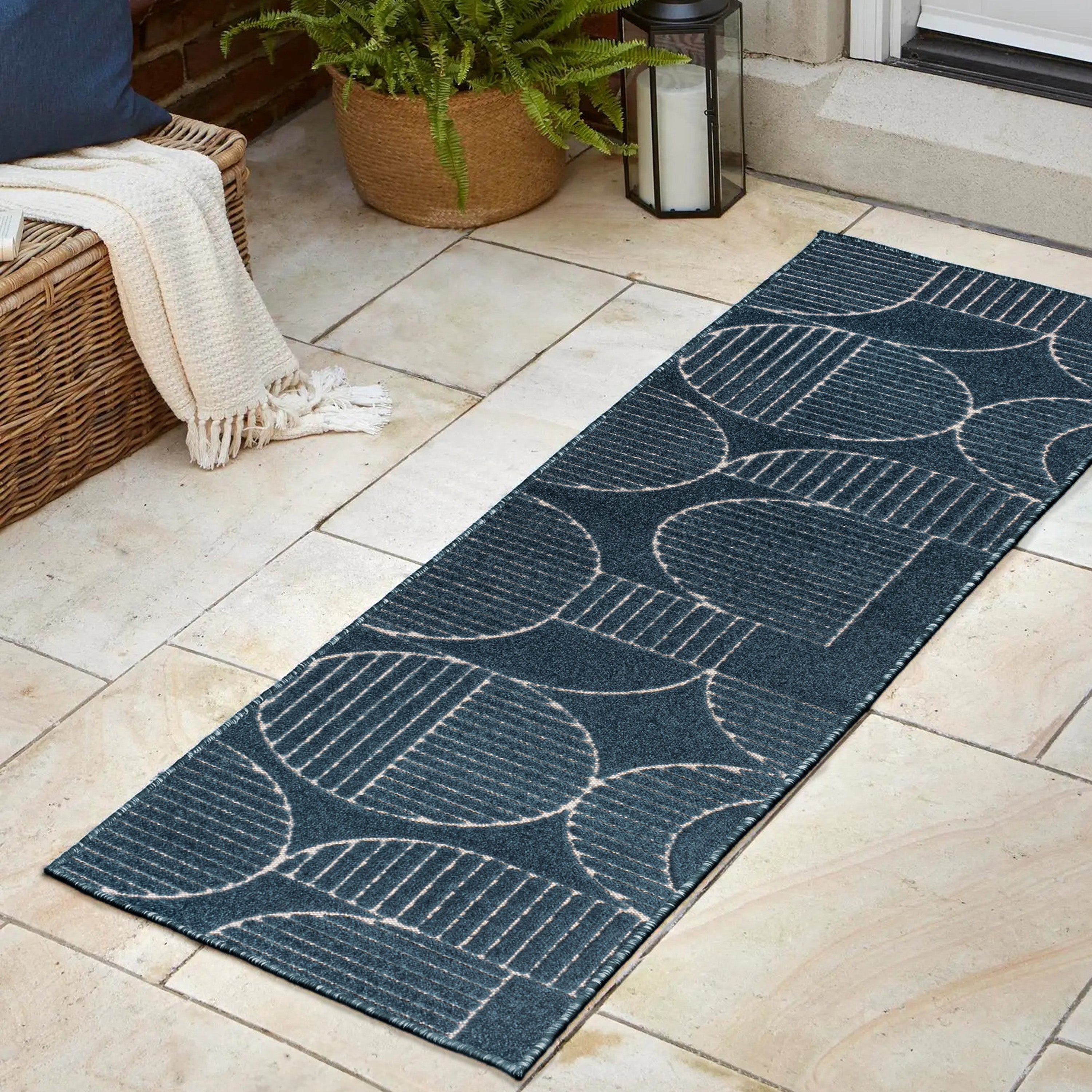 Nordby High-Low Geometric Scandi Striped Indoor/Outdoor Runner Rug