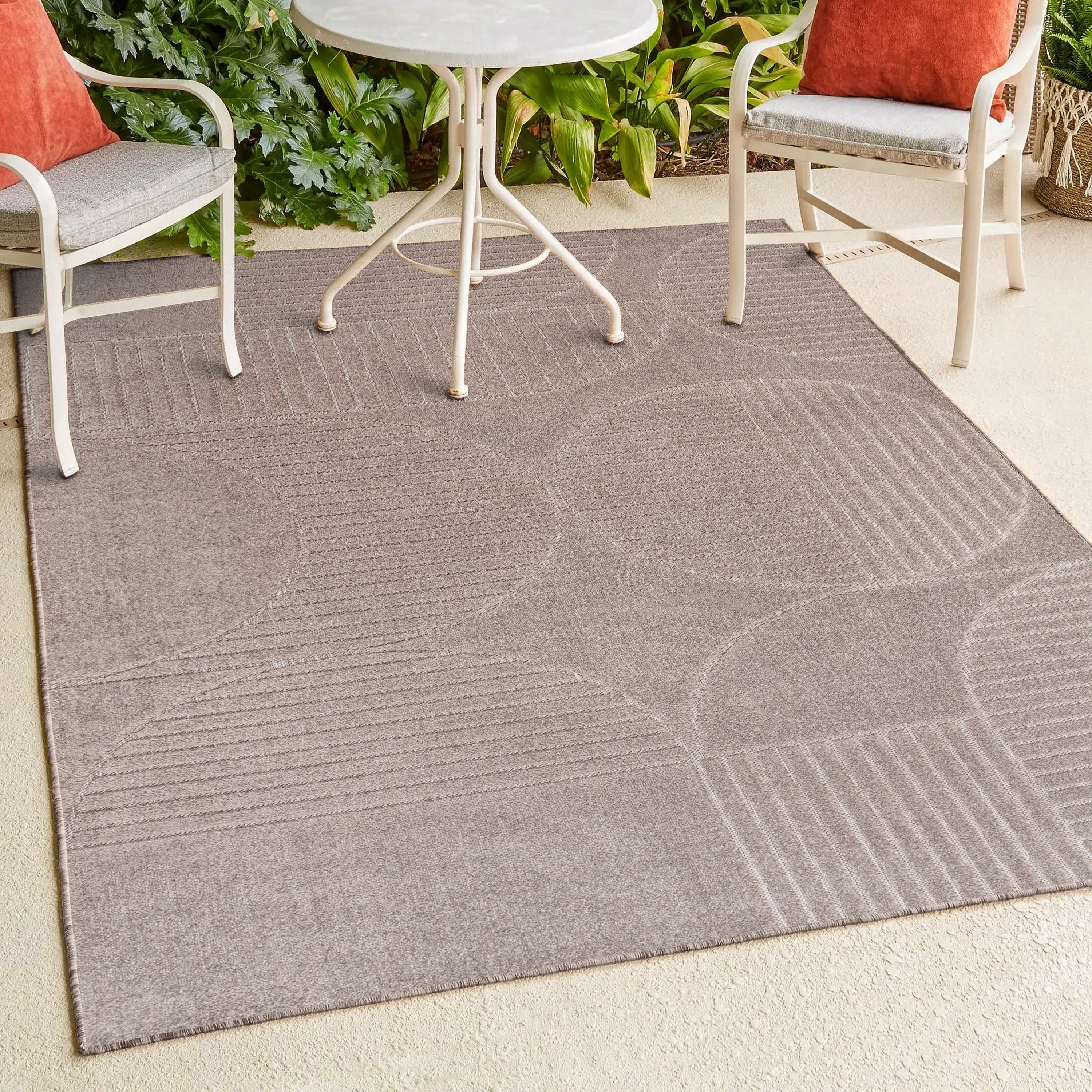 Nordby High-Low Geometric Scandi Striped Indoor/Outdoor Area Rug