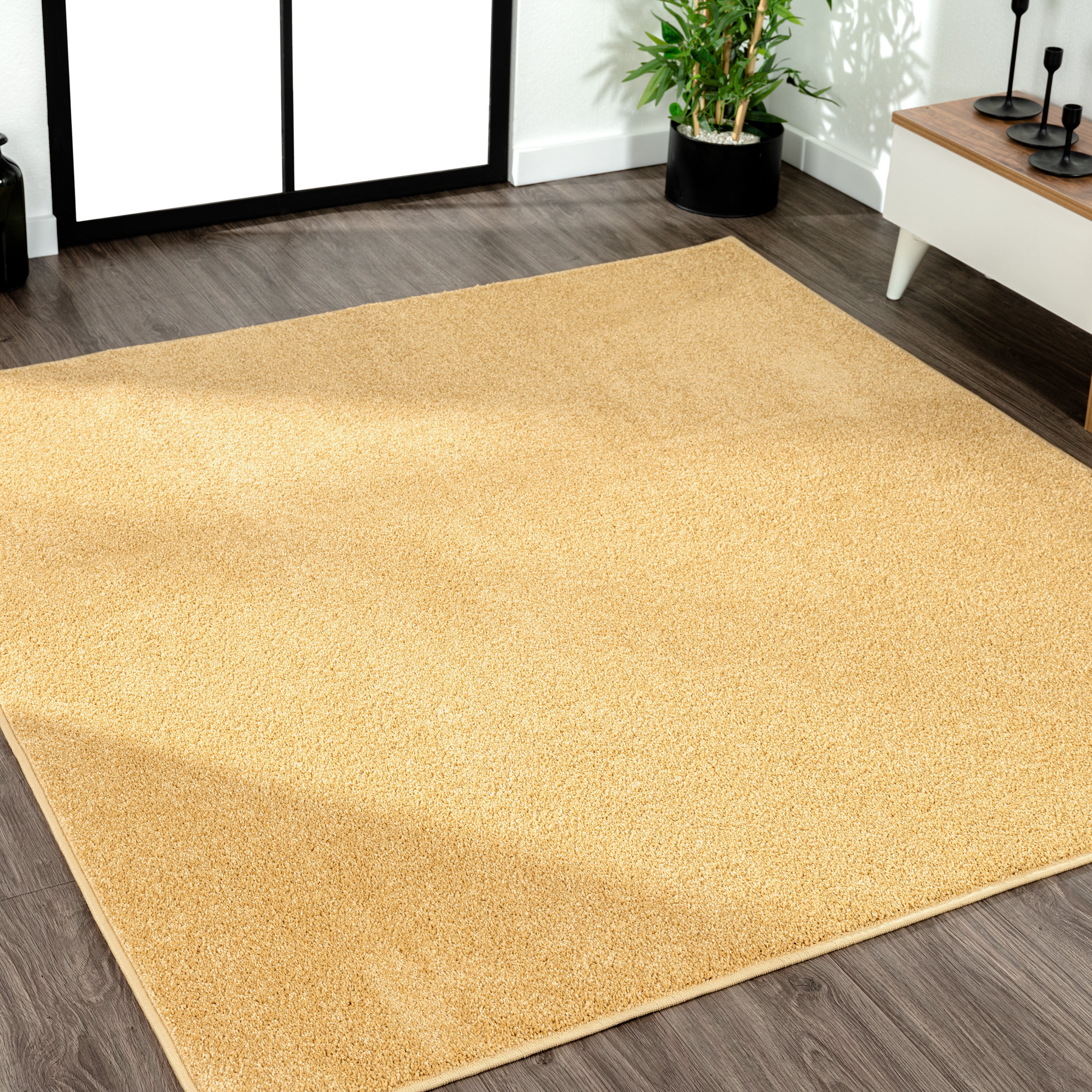 Haze Solid Sleek Low-Pile Square Area Rug