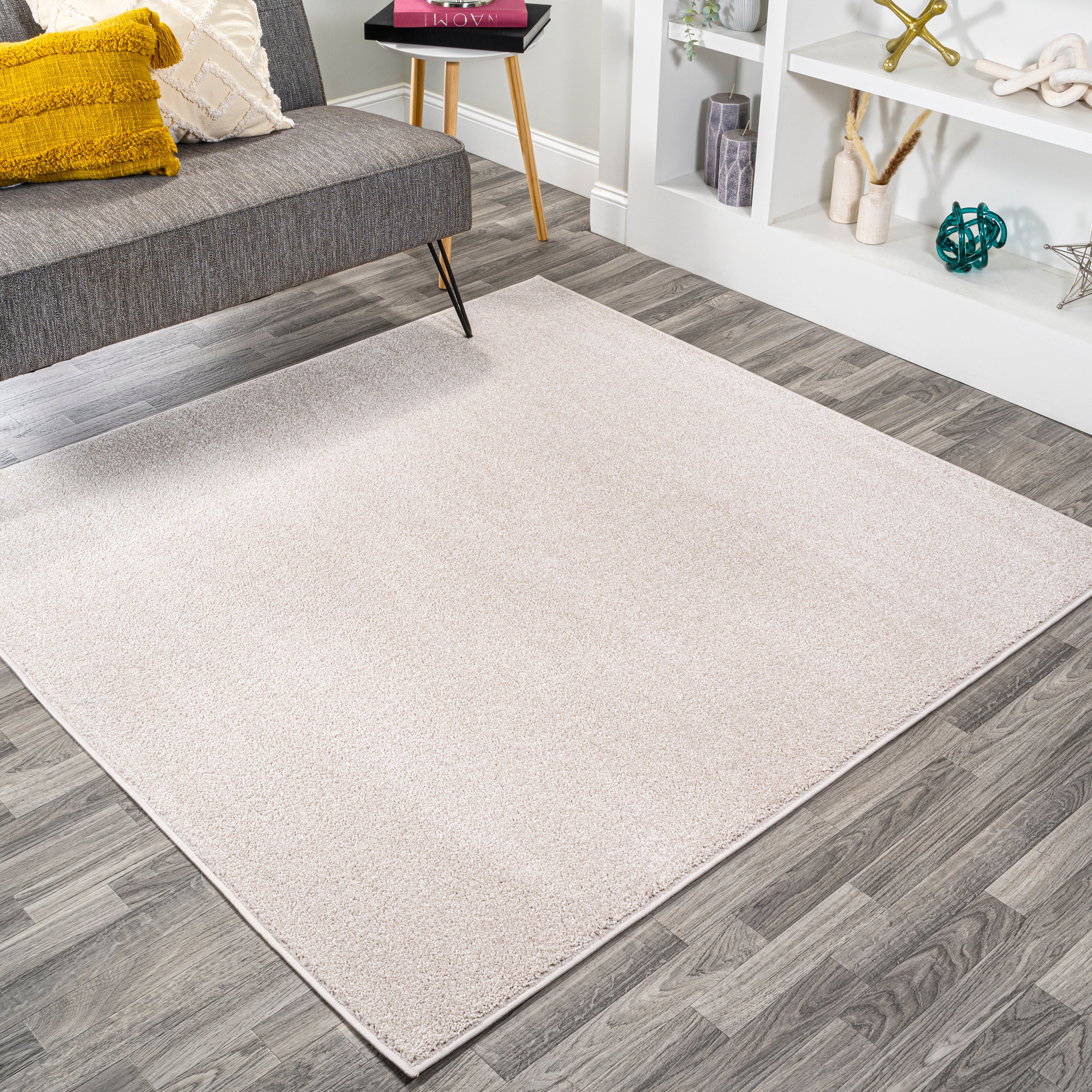 Haze Solid Sleek Low-Pile Square Area Rug