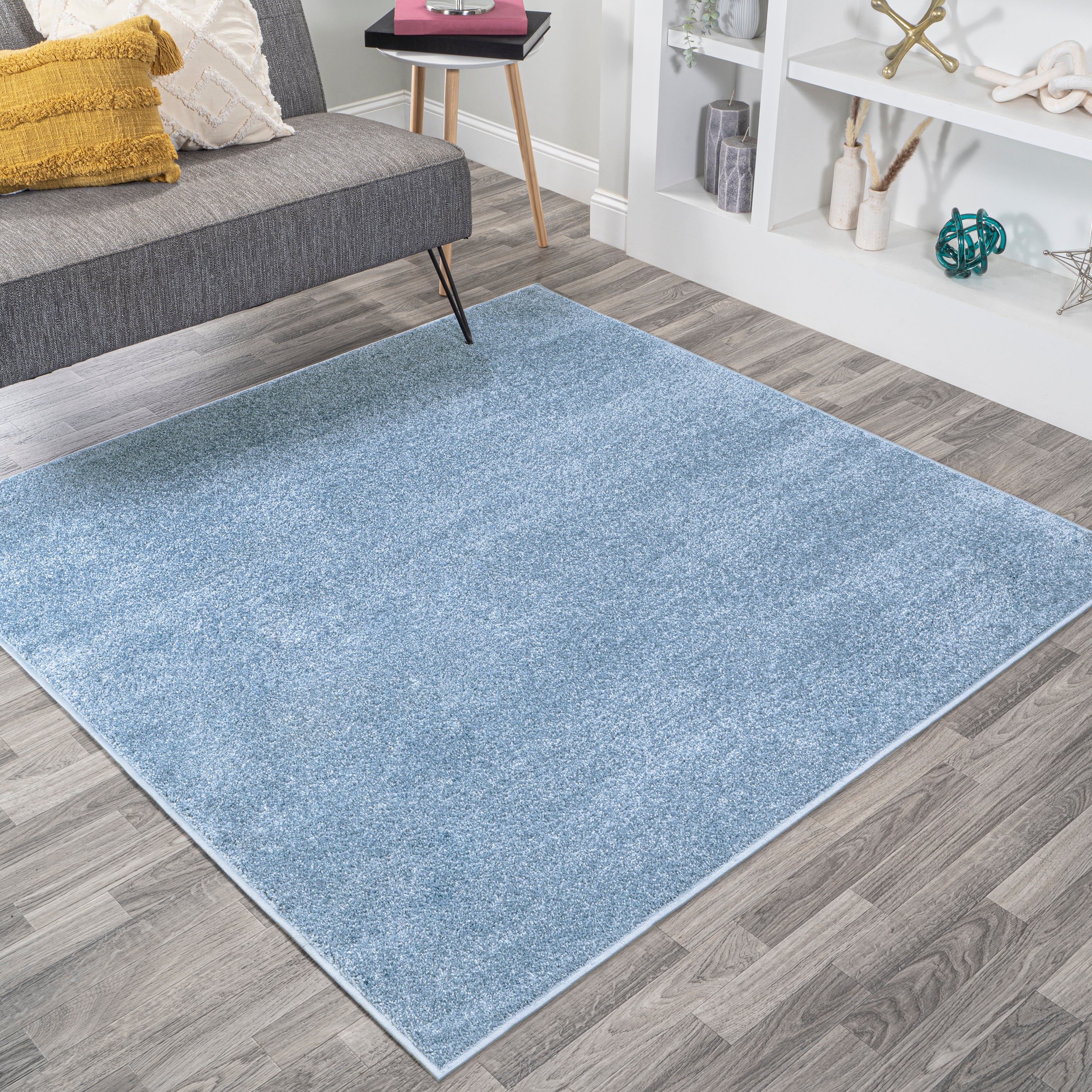 Haze Solid Sleek Low-Pile Square Area Rug