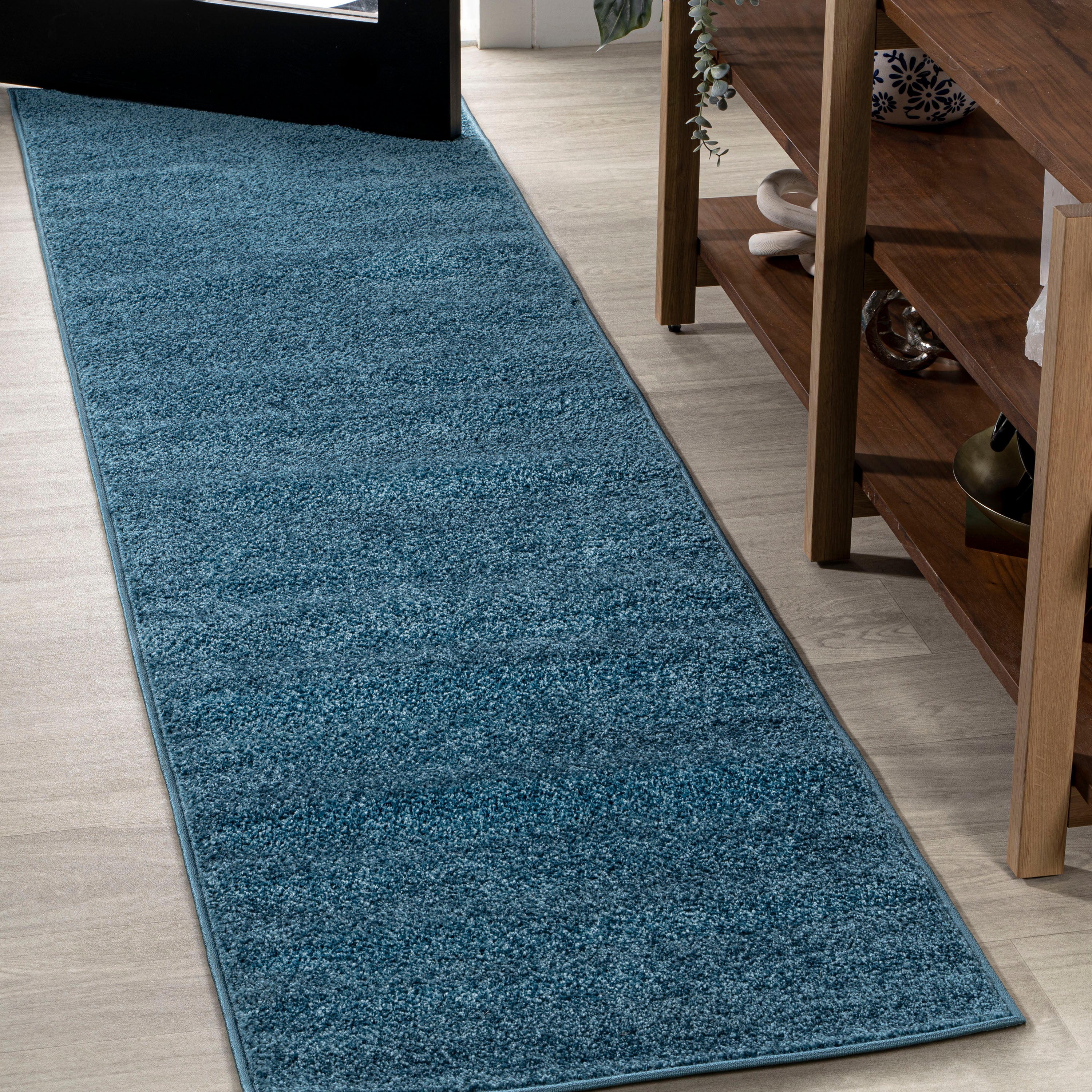 Haze Solid Sleek Low-Pile Runner Rug