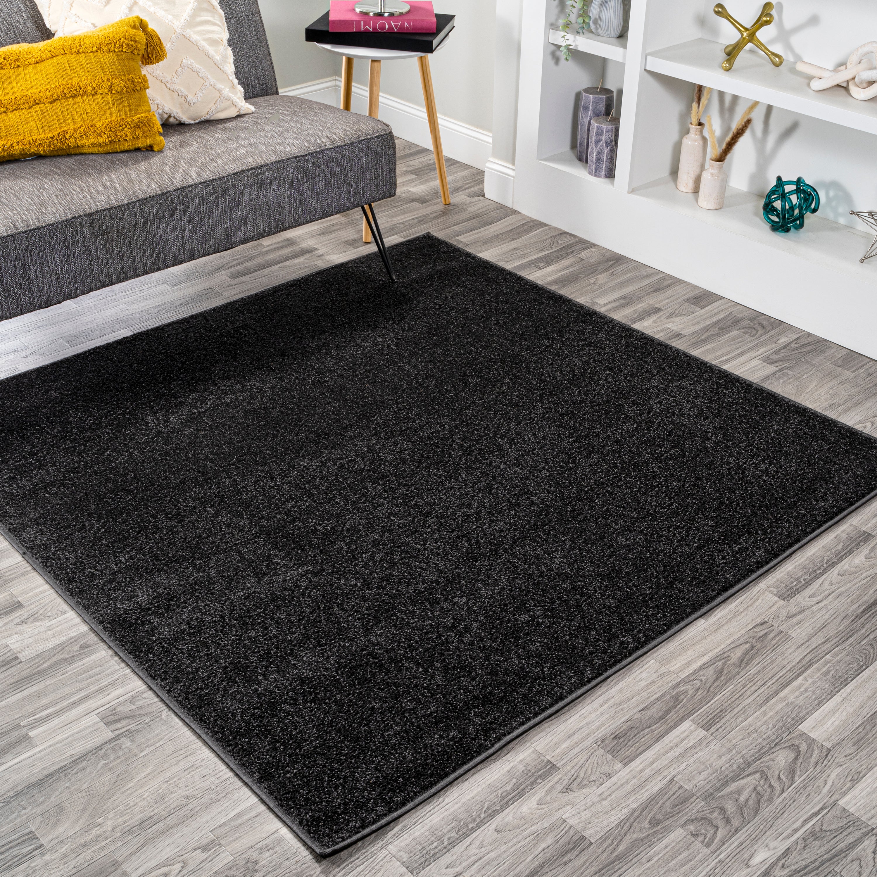 Haze Solid Sleek Low-Pile Square Area Rug