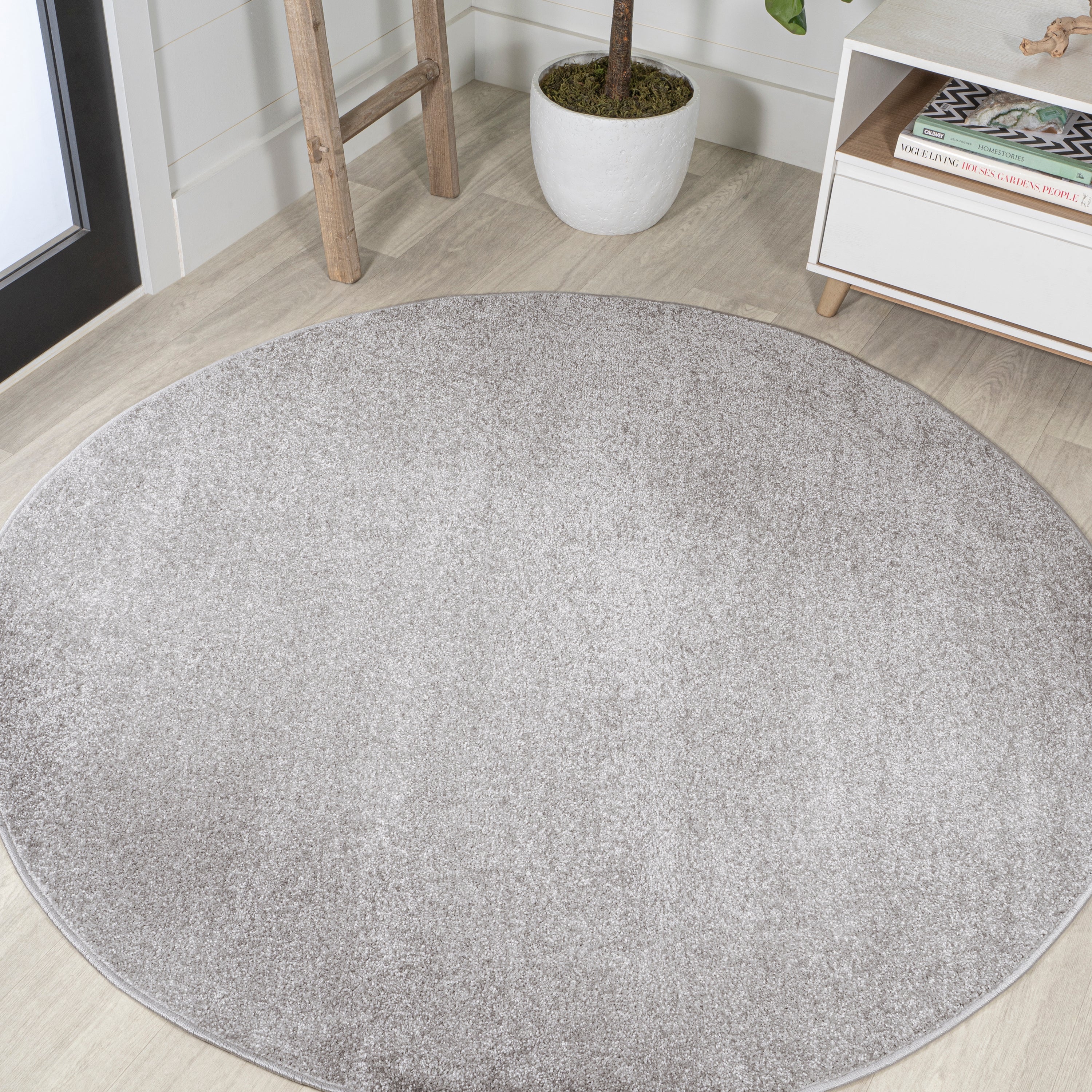 Haze Solid Unique Low Round Area Rug