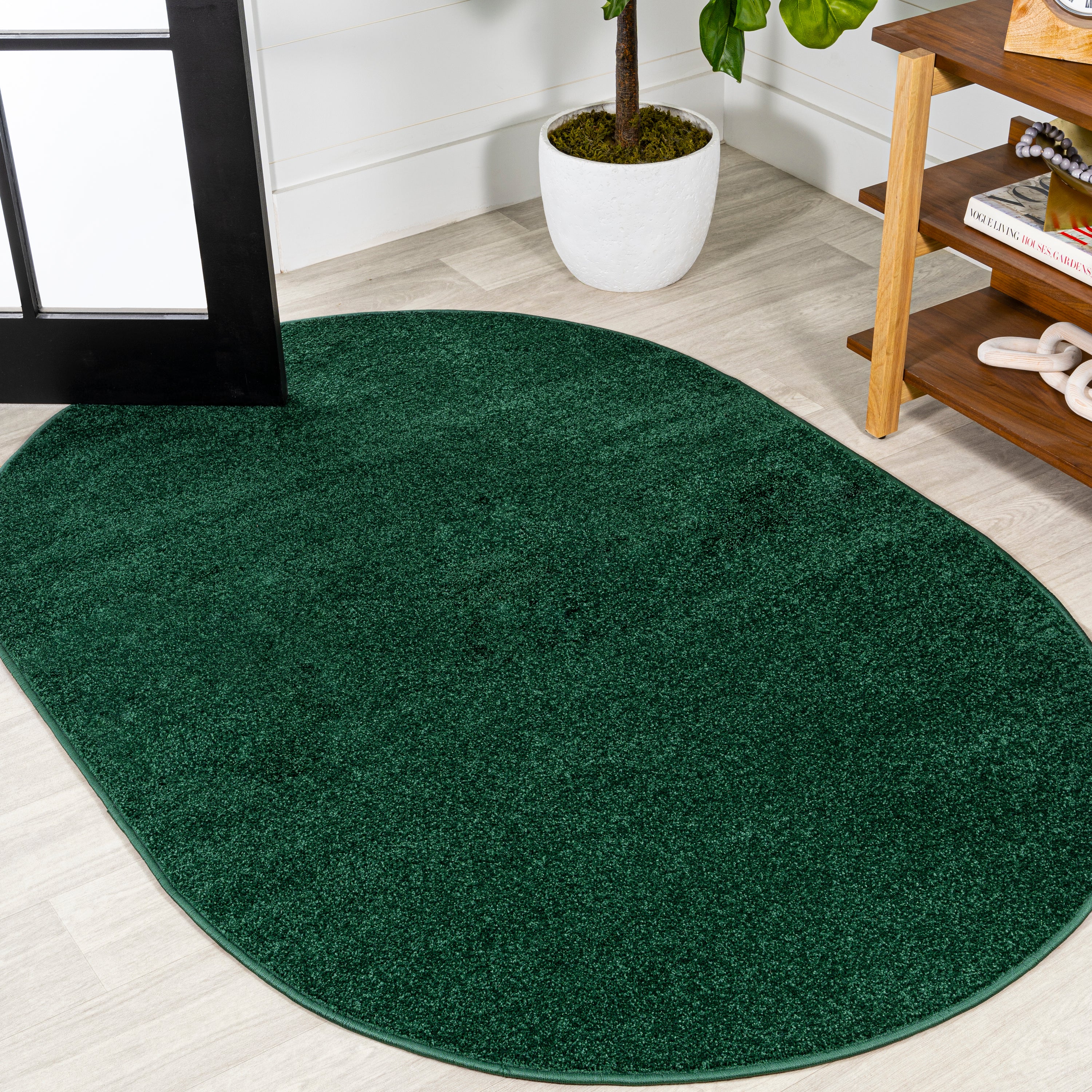 Haze Solid Unique Low-Pile Oval Area Rug