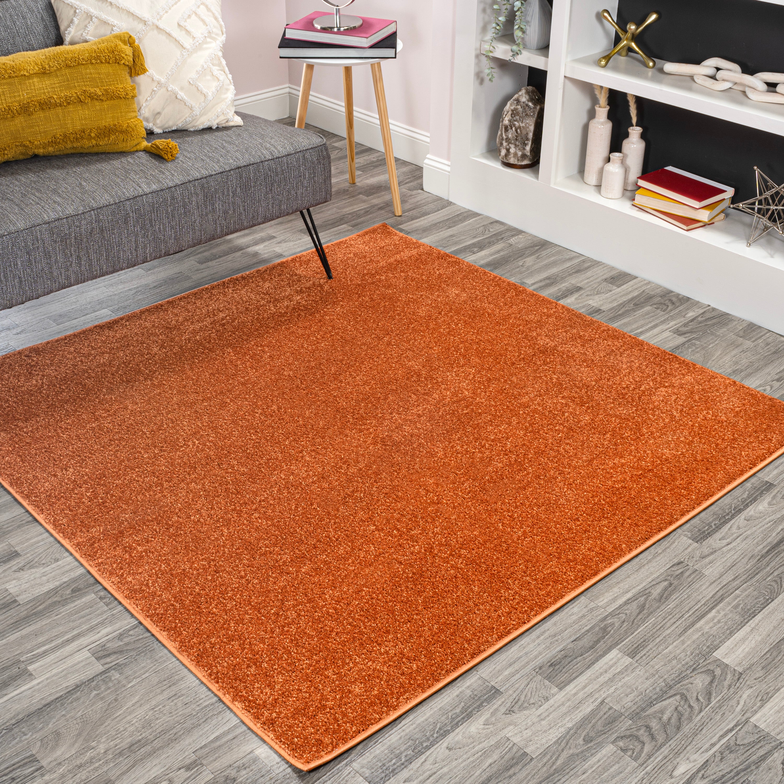 Haze Solid Unique Low-Pile Square Area Rug