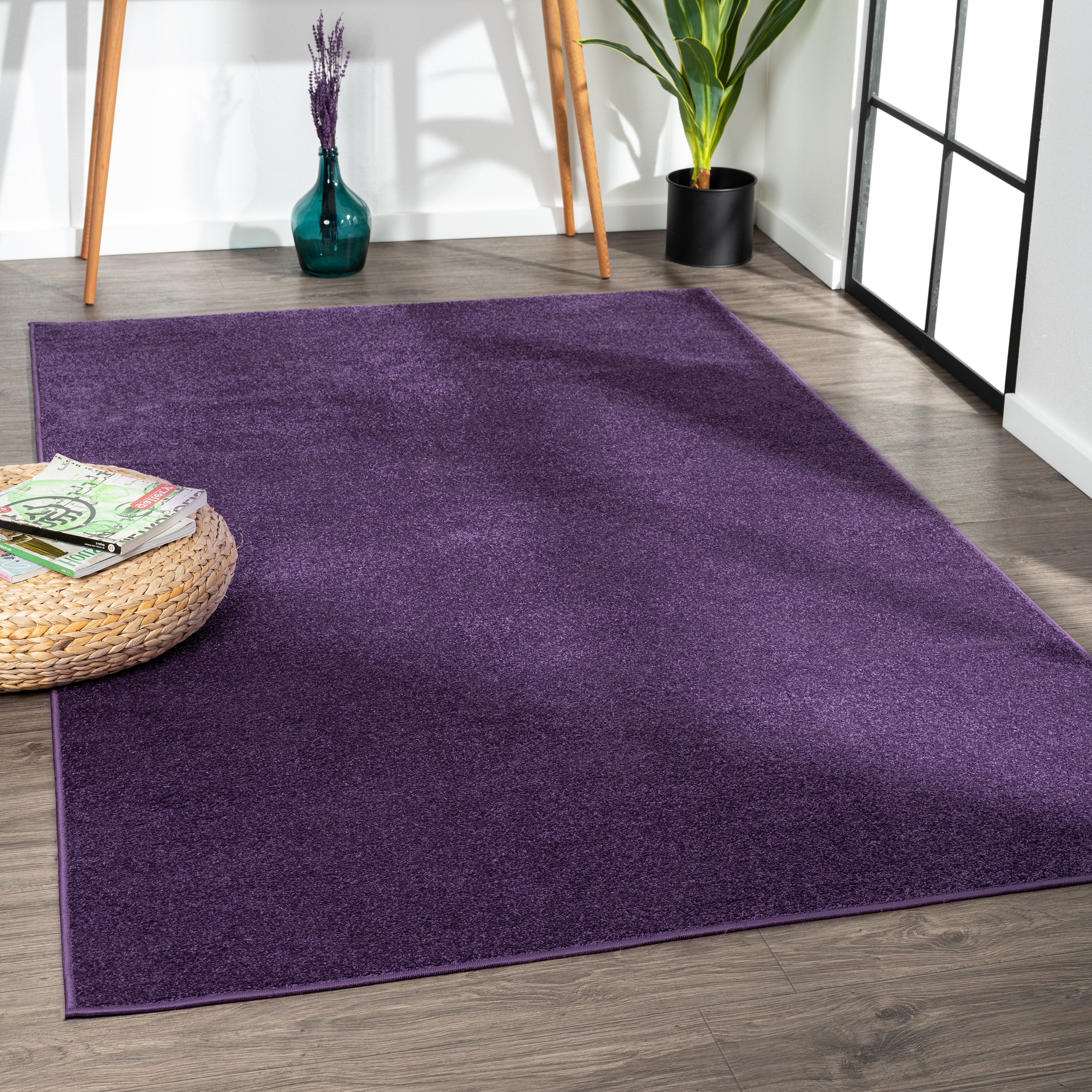 Haze Solid Unique Low-Pile Area Rug- 8 Sizes/10 Colors Available