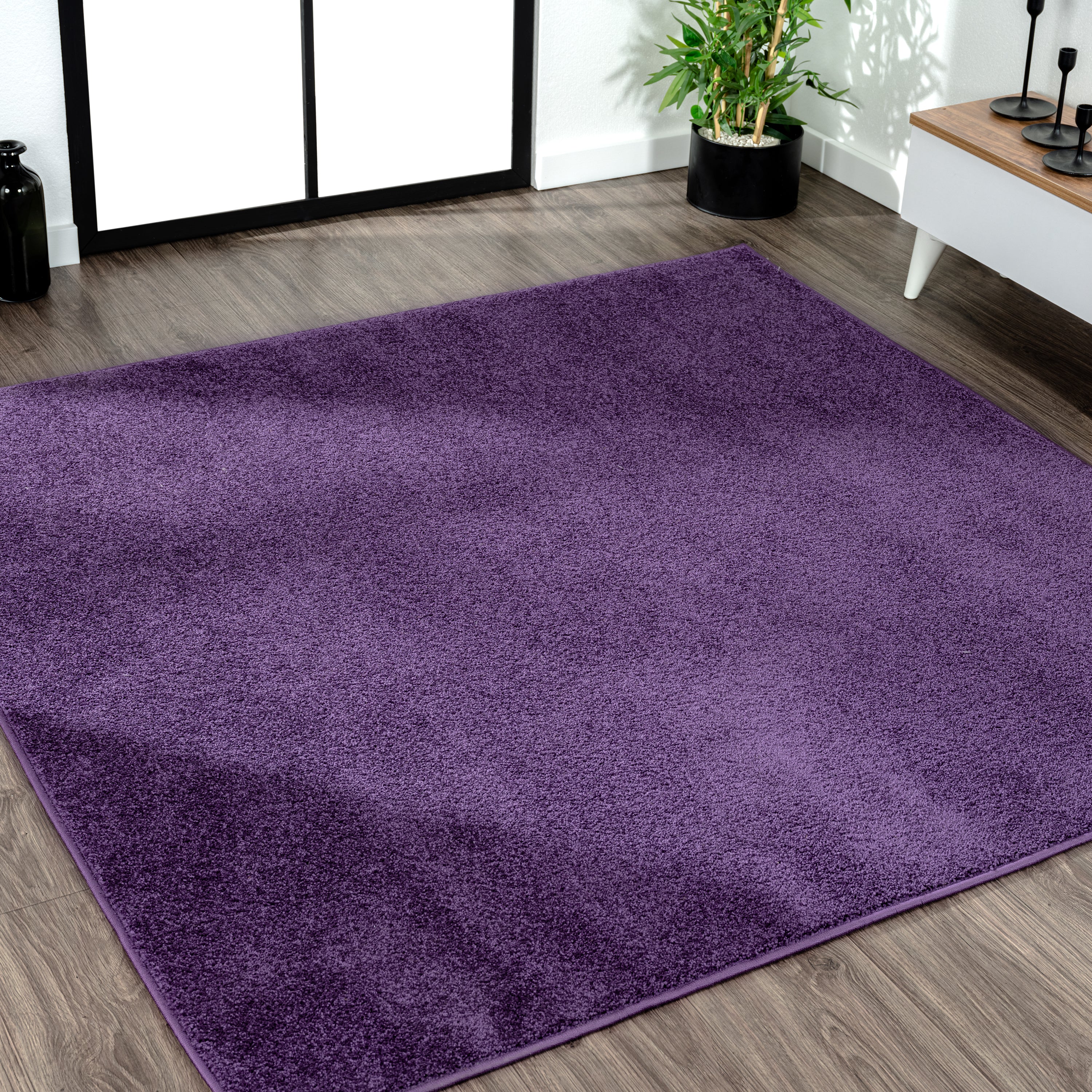 Haze Solid Unique Low-Pile Square Area Rug