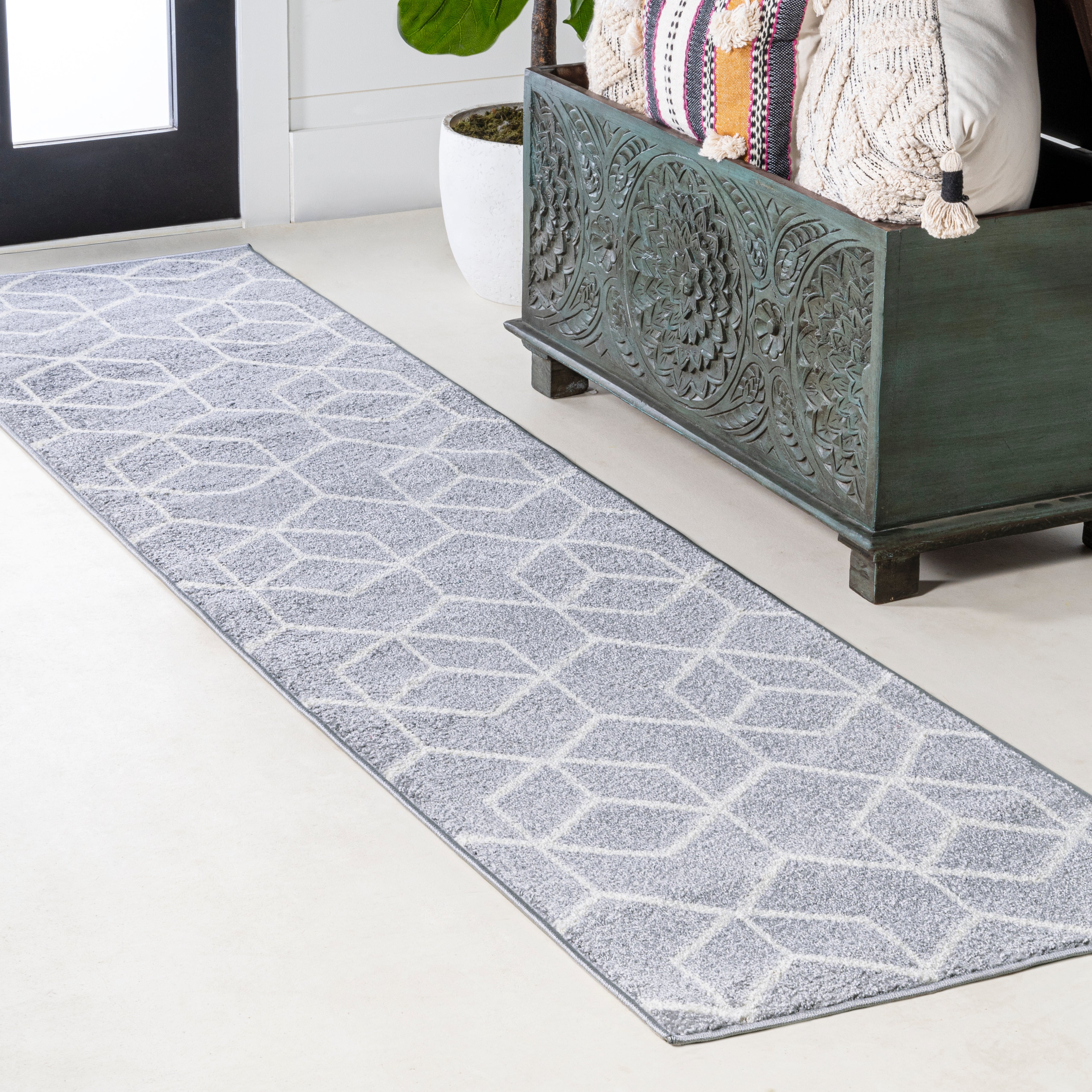 Tumbling Blocks Modern Geometric Runner Rug