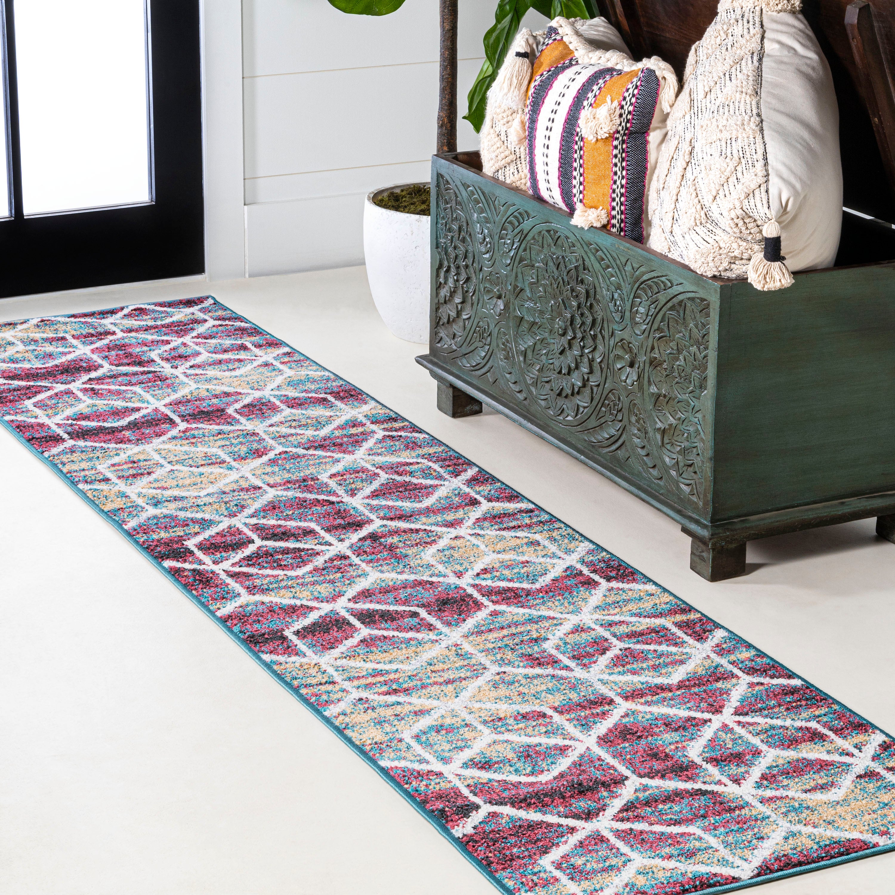 Tumbling Blocks Modern Geometric Runner Rug