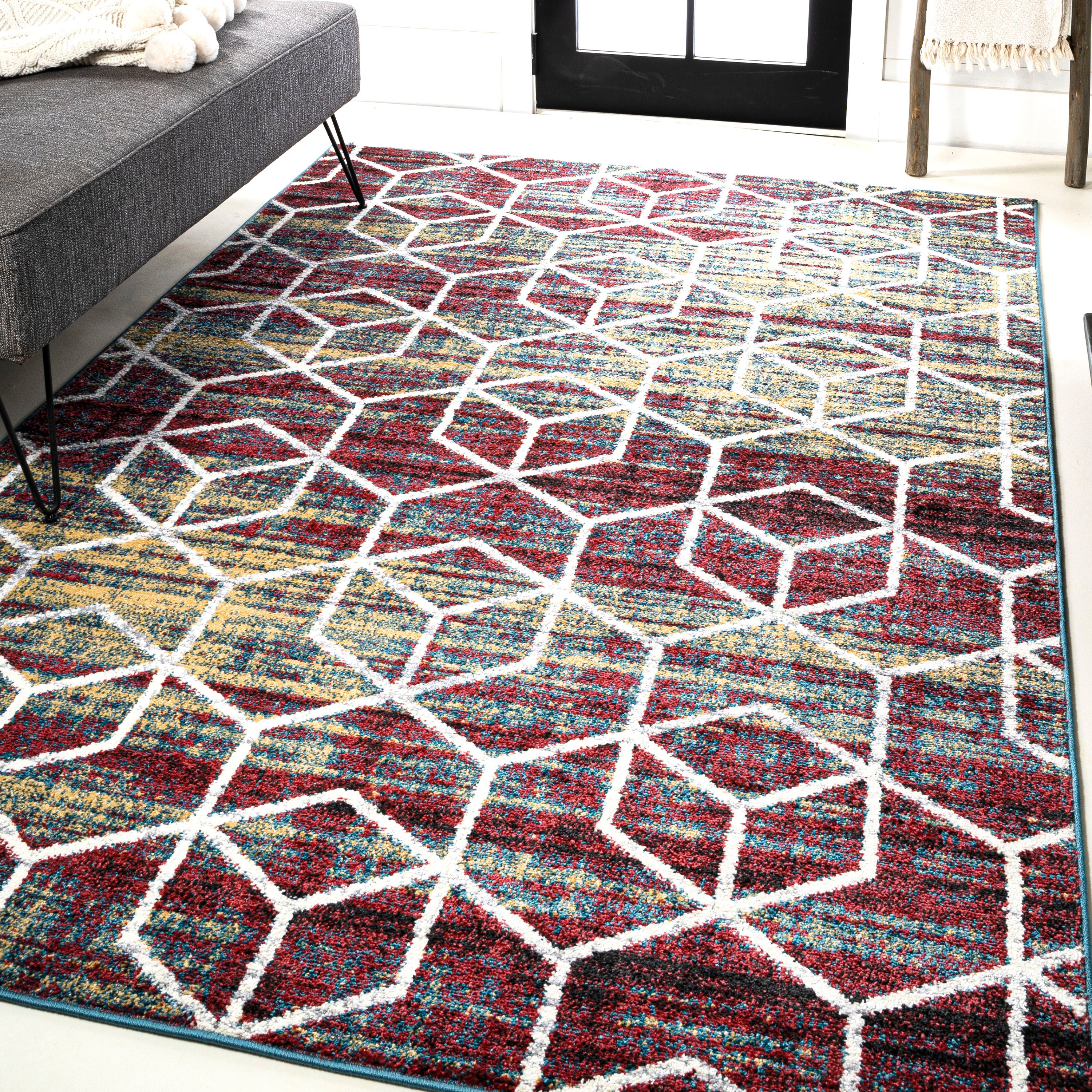 Tumbling Blocks Modern Geometric Area Rug