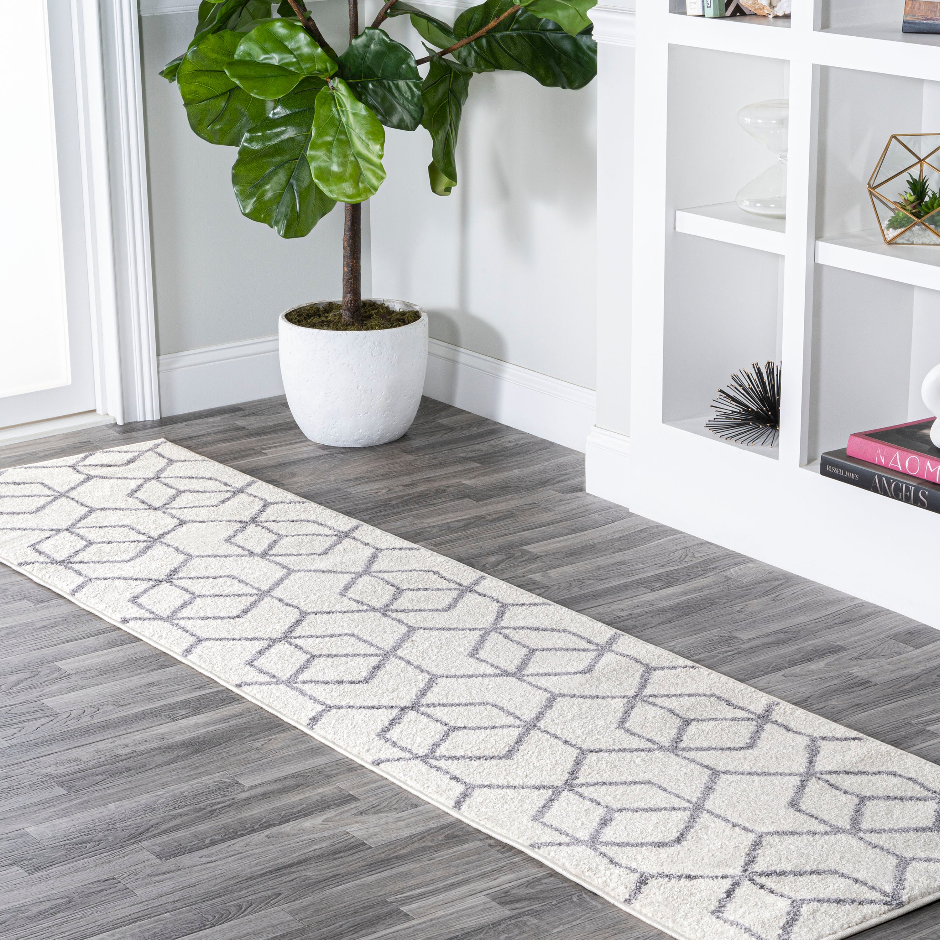 Tumbling Blocks Modern Geometric Runner Rug