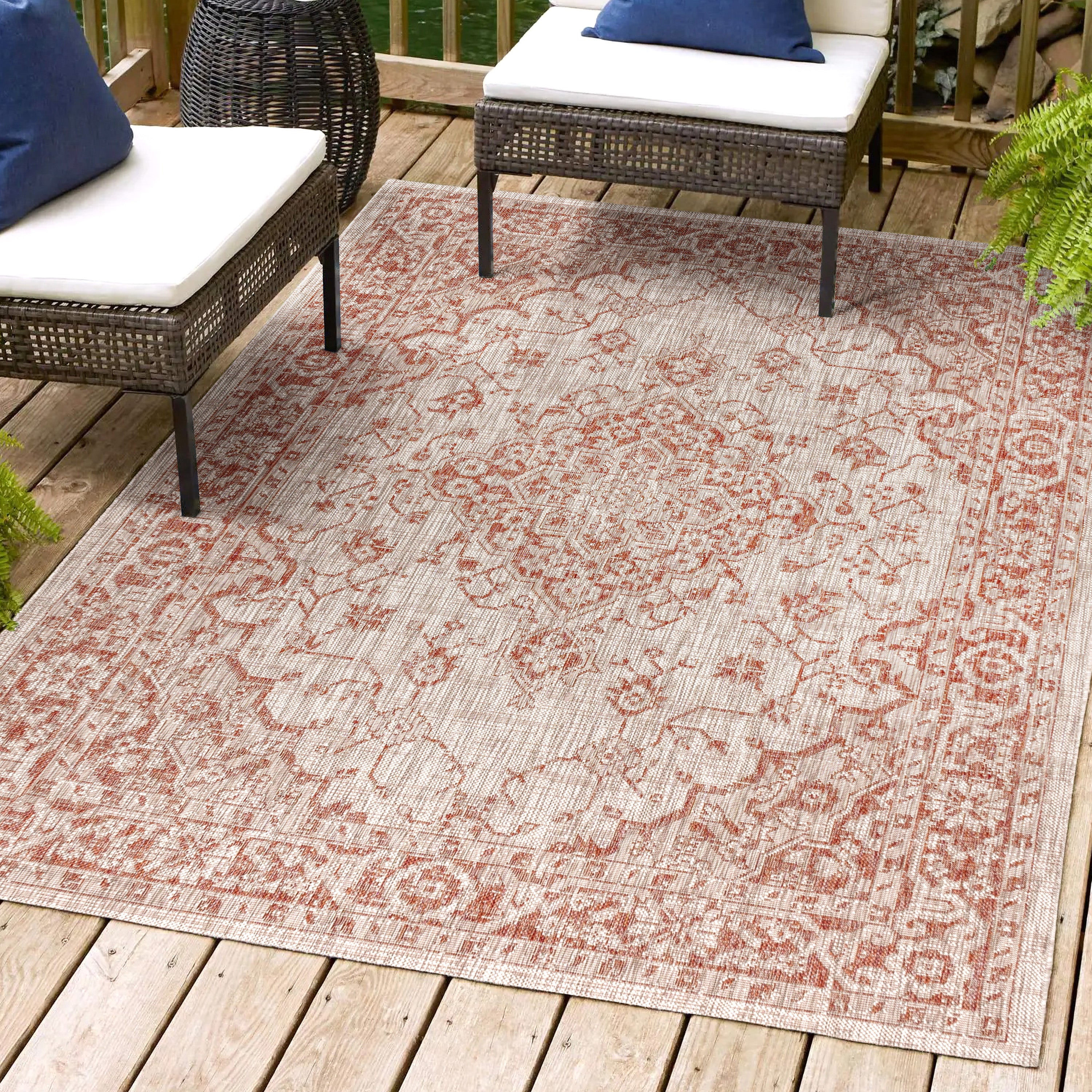 Rozetta Boho Medallion Textured Weave Indoor/Outdoor Area Rug