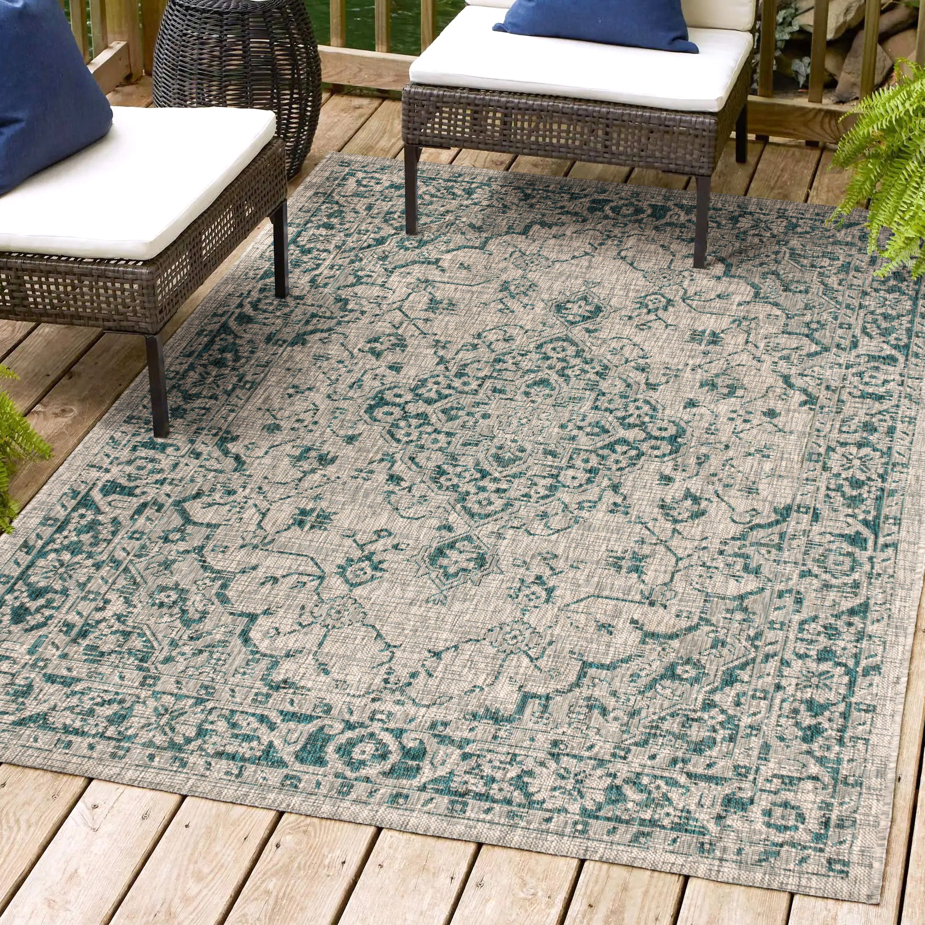 Rozetta Boho Medallion Textured Weave Indoor/Outdoor Area Rug