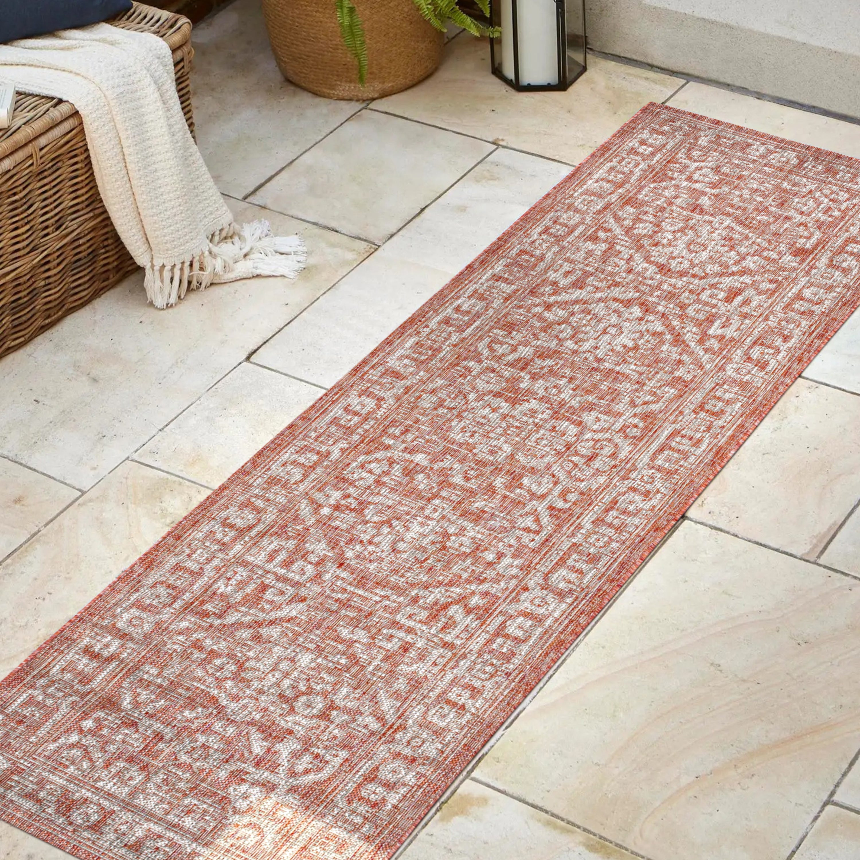 Malta Bohemian Medallion Textured Weave Indoor/Outdoor Runner Rug