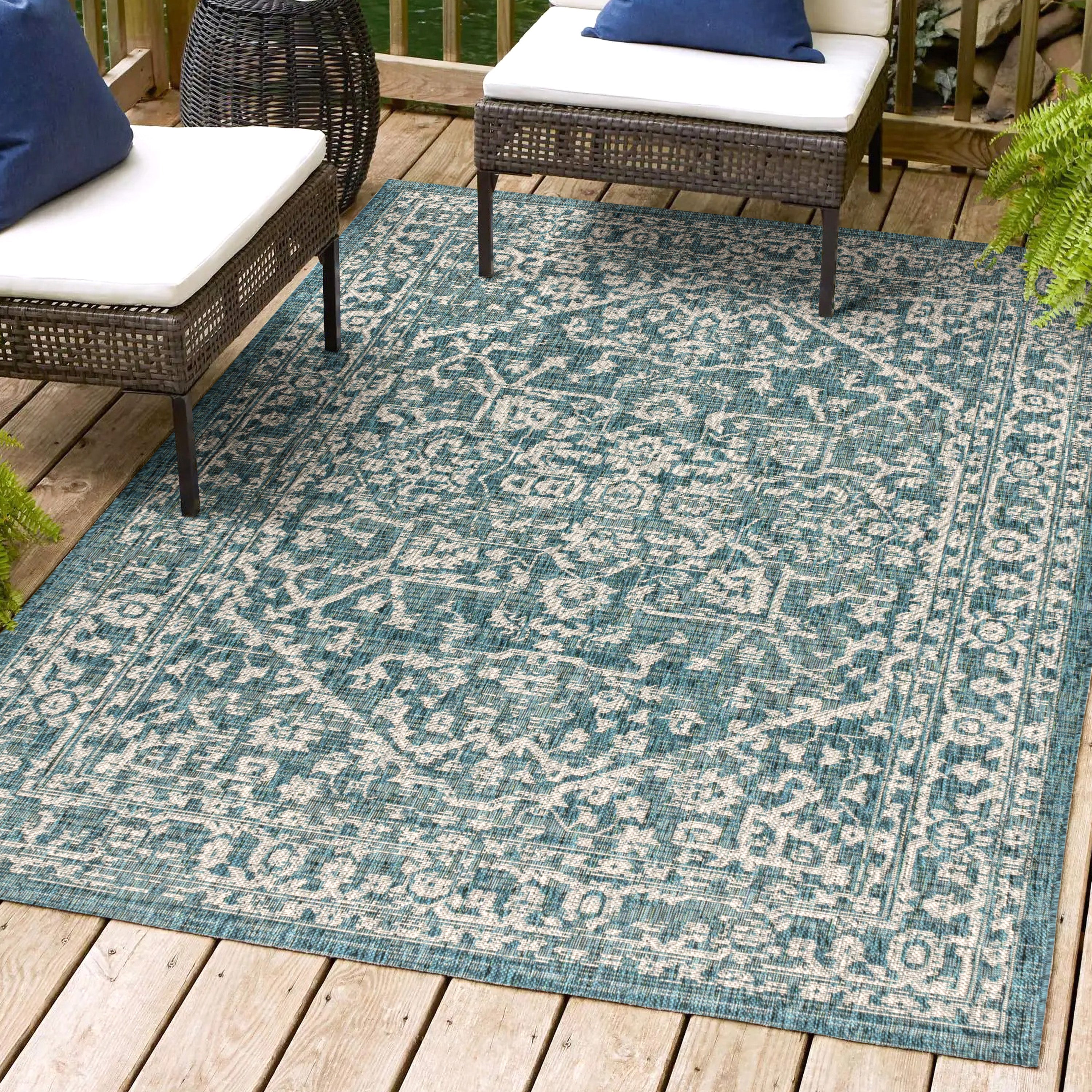 Malta Bohemian Medallion Textured Weave Indoor/Outdoor Area Rug