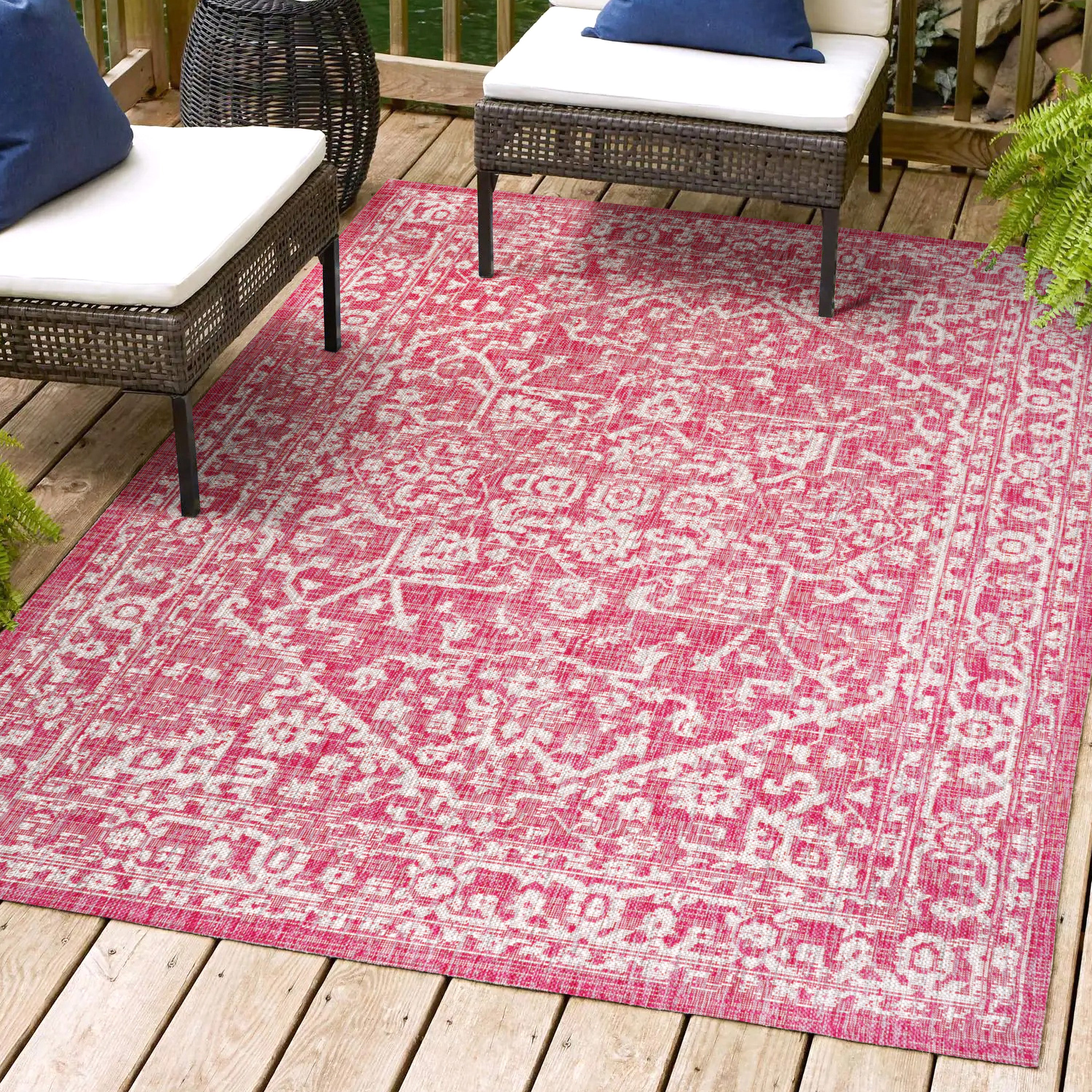 Malta Bohemian Medallion Textured Weave Indoor/Outdoor Area Rug