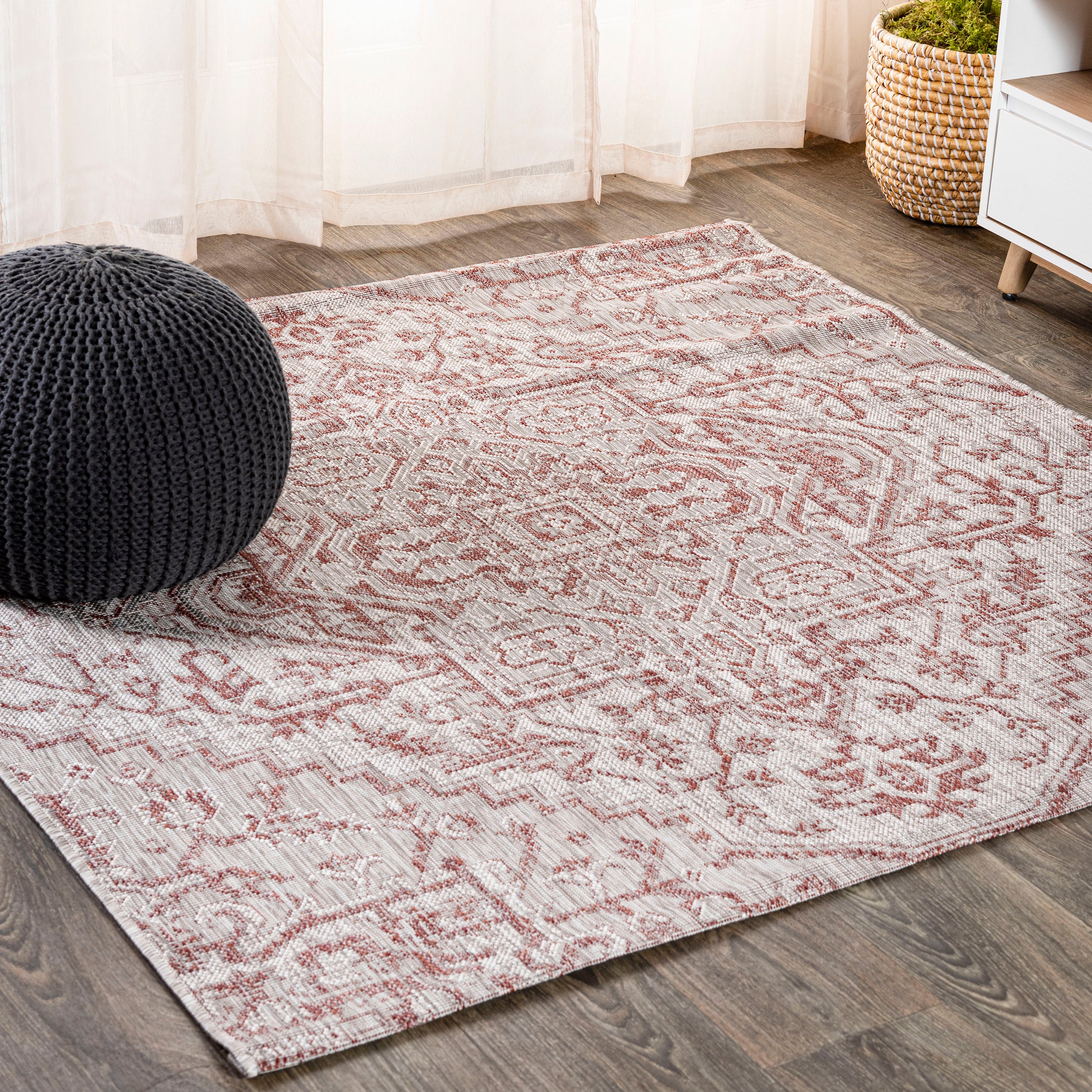 Estrella Bohemian Textured Weave Indoor/Outdoor Square Area Rug