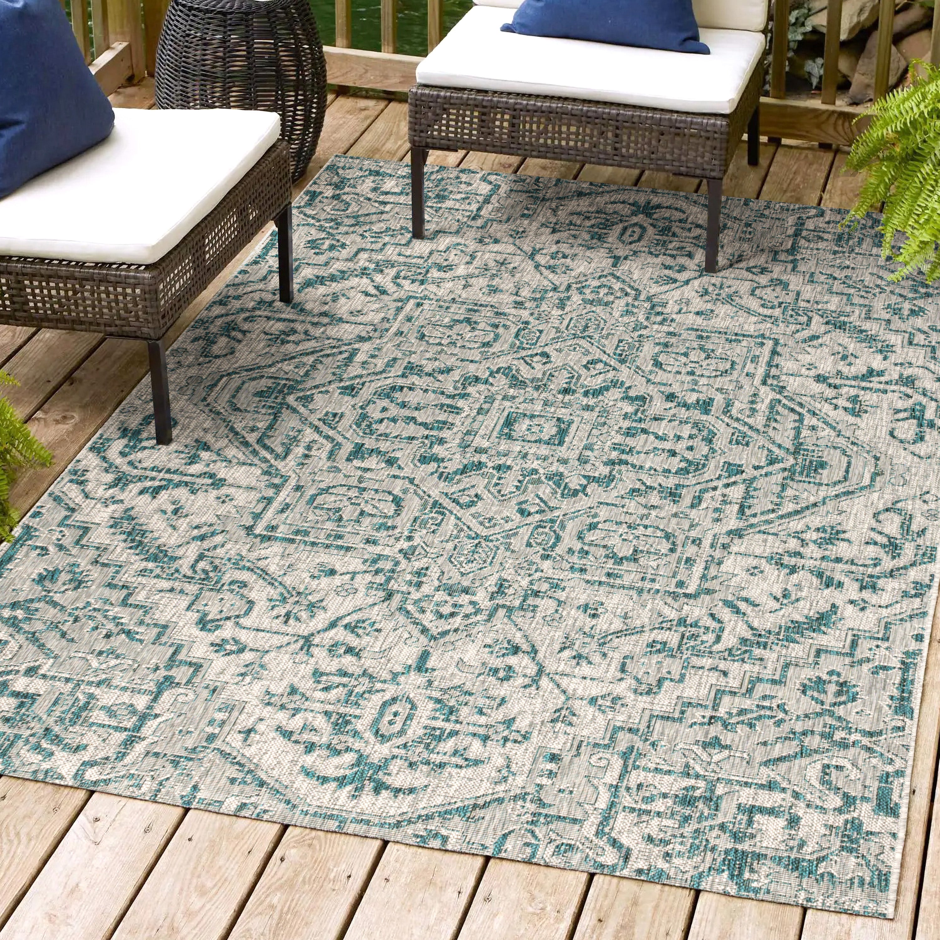 Estrella Bohemian Medallion Textured Weave Indoor/Outdoor Area Rug